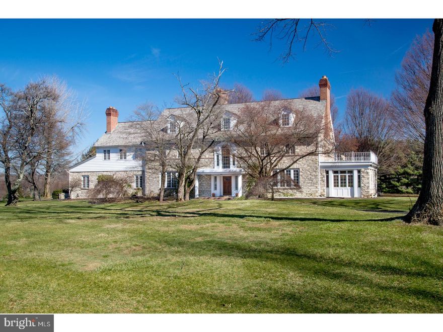 This gracious 1917 manor house set on 2.8 acres in the picturesque Country Club Estates of Whitemarsh, features the wonderful architectural details of the era, such as gorgeous crown molding, random width hardwood floors, deep windowsills and hand-carved woodwork. This 5 bedroom home was built for entertaining with all the modern amenities and flow a family could desire. The inviting circular drive leads to an impressive and welcoming center hall with large fireplace and French doors. Elegant pocket doors open to the sunlit formal living room with fireplace and the adjoining family room with fireplace and tons of windows overlook the extra large lot. Formal dining room with fireplace, large chef's kitchen with sunny breakfast room, laundry room and pantry. Large 4-car garage and large finished basement. The spacious master suite offers a fireplace, large master bath and walk-in closet. Three additional bedrooms, 1 hall bath and one ensuite, and a convenient second floor laundry. The third floor offers two bright and spacious bedrooms, hall bath and large play room. Centrally located in the award-winning Colonial School District next to the Green Ribbon Walking Trail and Fort Washington State Park, and just a short drive to the shops and restaurants of Flourtown and Chestnut Hill, and close to major highways.