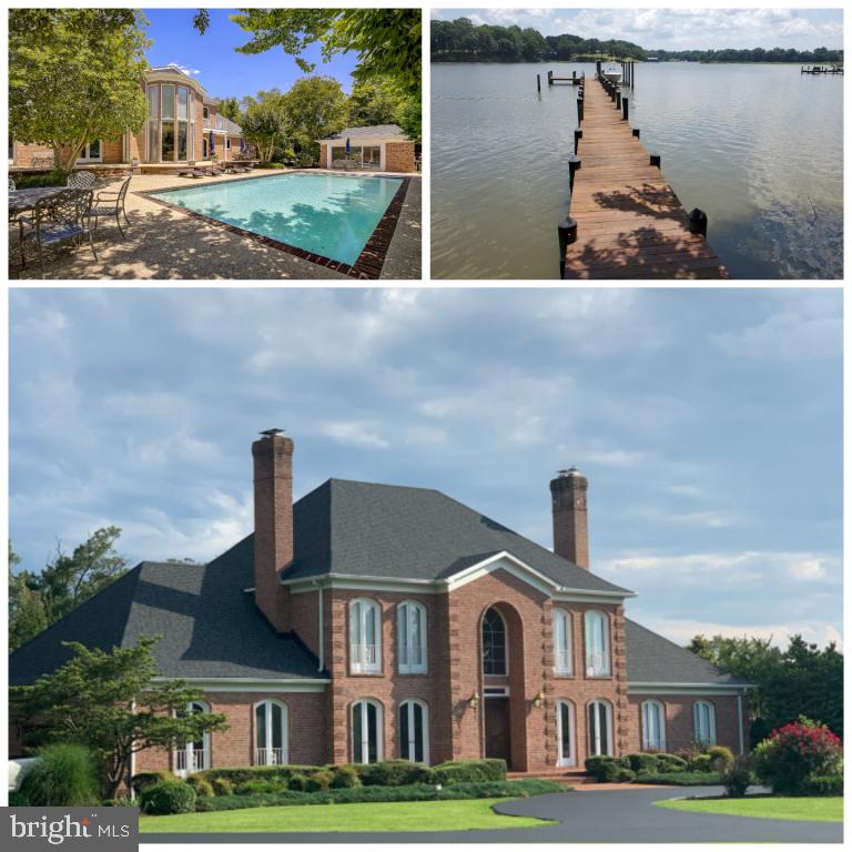 Extremely rare opportunity to own a truly custom built waterfront property situated on 3+ acres in a highly desirable location with easy commutes to the DC and Annapolis area as well as an excellent school system. The home features 5 total bedrooms with a first floor master suite, custom wood flooring, doors and trim throughout with tile in the foyer, kitchen and bathroom areas. Four fireplaces, with 2 having early 1800's mantles along with having classic high end light fixtures this home will not disappoint. Center Island kitchen features custom cabinets, granite and KitchenAid stainless steel appliances. Pool area has 2 separate pool houses with one having a seating area along with a bathroom and shower and the other housing an enclosed pool equipment area with additional space for storage, gym equipment etc. The waterfront pier was recently replaced and features a 10k pound boat lift, 2 jet ski lifts and new lighting and electrical service throughout. 2 1/2 car side load garage with an additional area on the property that can be developed for an additional outbuilding and features a separate electric service from the rest of the home.