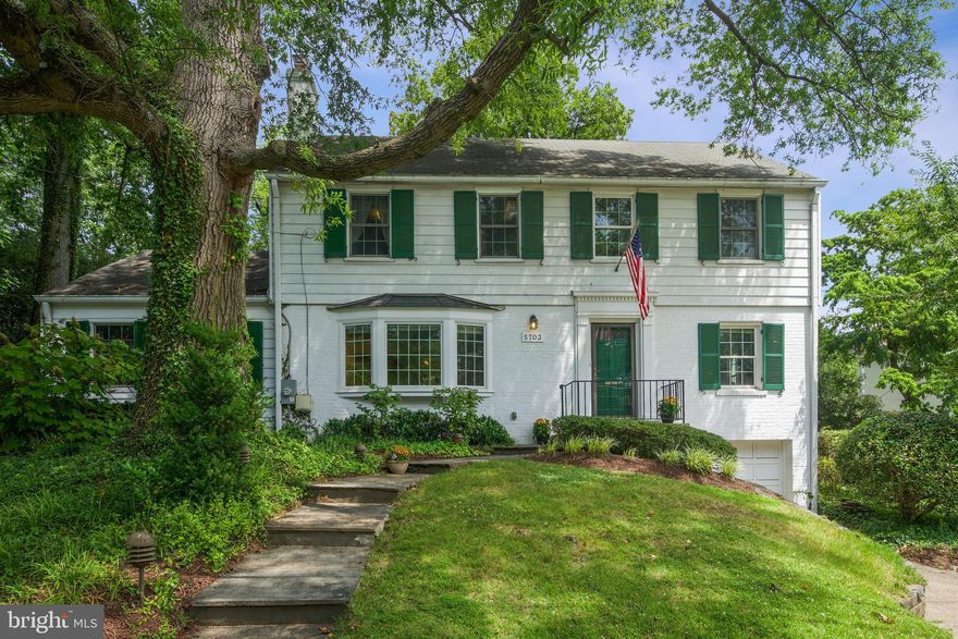 MAJOR PRICE REDUCTION on this classic Miller built Colonial has charm with loads of beautiful details that is awaiting your vision for updating.   Crown molding, chair rails, hardwoods throughout, built-ins in the living room and family room, a beautiful bay window, rooms designed for entertaining and a stunning backyard (lot is 11,000 sq ft) with patio and lush blooming shrubs.  The main floor has a formal living room, formal dining room, huge family room, eat-in kitchen with access to the backyard and a main floor bedroom with attached bath (currently used a a library/den) is a great addition!  Upstairs you will find the primary bedroom with attached bath, three additional bedrooms and another full bath.  Closets galore and attic storage!  Downstairs is unfinished and awaiting your vision.  Access to the garage and laundry are on the lower level.  This is a fabulous opportunity in a premiere Bethesda neighborhood.  Easy access to DC, Bethesda and NoVA.  Shopping close by off Sangamore Road and the new Westbard Developement (the first section is scheduled to open the end of the year).