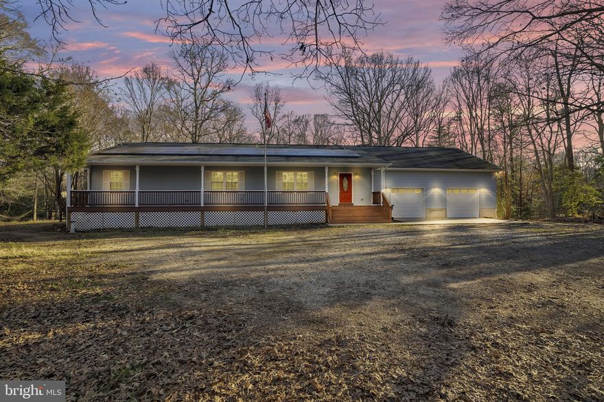 sellers offering closing credt --- Discover your own slice of paradise with this enchanting 6-bedroom ranch, nestled on over 8 acres of nature's splendor. This house has a solar panel. As you step through the doors, you'll be enveloped in a world where rustic elegance meets the quintessential country lifestyle that you've always dreamed of. The heart of the home is a charming country kitchen, complete with stainless steel appliances and an inviting island that beckons your culinary creativity. The formal dining room is the perfect blend of elegance and comfort, setting the stage for gatherings that turn into cherished memories. Relax and unwind in the cozy living room, where the warm embrace of the fireplace awaits. Venture downstairs to the fully finished lower level, featuring a spacious family room and two additional bedrooms, all freshly updated with new paint, carpet, and refinished hardwood floors. A new septic system was installed in August 2024.. Step outside onto the front porch and let the breathtaking views of the expansive yard wash over you. The oversized 2-car garage and additional storage shed ensure your space needs are met with ease. The outdoor living is just as impressive, with a patio and deck area that's simply perfect for entertaining or enjoying the serene landscaping in your peaceful retreat. 

 Easy commute to DC, JBA, Pentagon, Alexandria, Arlington, Indian Head, and National Harbor. Close to shopping, dining, parks, and entertainment.