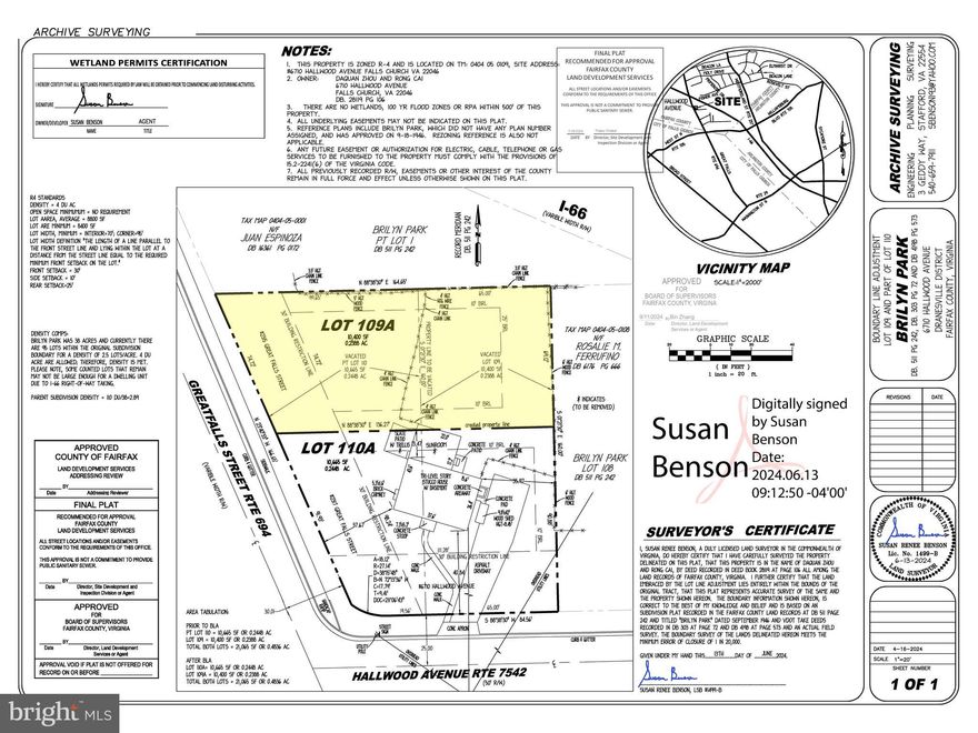 Build your dream home here! Level lot in sought-after location for sale. Approximately 0.24 acre, fully buildable confirmed and recorded lot. See county recorded plat. Lot dimension is approximately 70’ wide and 160’ deep. Building envelope (house footprint) can be as much as 50’ x 100’. Great location with walkable distance to West Falls Church Metro Station, and to downtown Falls Church, shops and restaurants, WOD trail. Top notch school district McLean HS/ Longfellow MS / Haycock ES. The lot is surrounded by million $ houses, new construction in this area sold at 2 million plus. Builders’ offers welcome, get it before it’s gone.