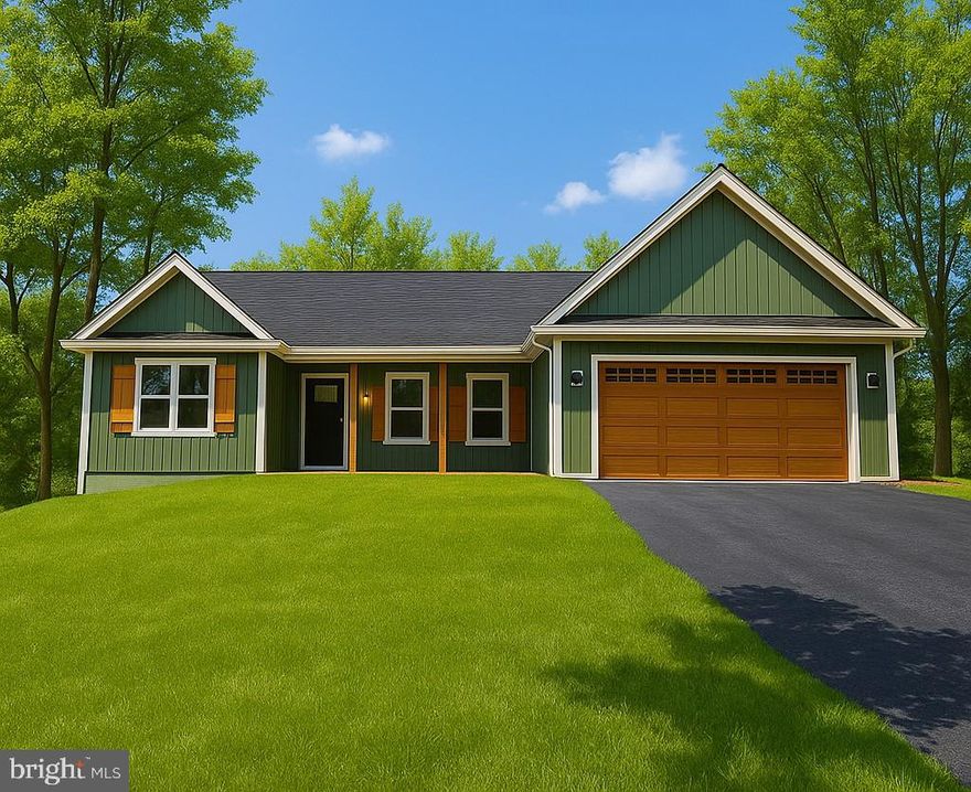 February 2026 delivery on this New ranch home!!  1,670 square foot Ranch style home boasts the sought after split bedroom design. The kitchen / dining combo is open to the expansive great room and features vaulted ceilings. Granite, ceramic, luxury vinyl plank flooring, carpet and stainless steel appliance package. Primary bath has a separate tiled shower and soaking tub. Home is larger than it looks providing maximum usage of interior space. The front porch is great for evenings relaxing in a country setting that is close to amenities. Buyer pays transfer tax stamps. Measurements are approximate. The pictures will be similar to your new home . Potomac River Access!!!