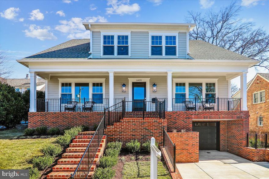 LOCATION, PRIVACY, & SIZE. This newly built home from Afnan & Co. features a classic bungalow design with a welcoming, full front porch and nearly 5,000 finished square feet of living area, all within walking distance to downtown Bethesda and Friendship Heights and just steps to Norwood Park.  The inviting first floor features 10 foot ceilings, an open concept chef’s kitchen with professional stainless steel appliances that opens to an eat in kitchen and great room, an oversized formal dining room that’s perfect for large family gatherings, and a wet bar and walk-in pantry.  The kitchen and wet bar areas are finished with quartz counters and marble backsplashes with brass inset accents.  A dedicated study with double glass doors is conveniently located off the great room and is perfect for telework.  A large, first floor flex room, located off the entry hall, can serve as a formal living room, a second home office, or a full guest suite complete with a full bathroom and walk-in closet.  The second level includes 9 foot ceilings, 3 secondary bedrooms, 2 secondary baths and a laundry room.  A private entry foyer off the second level hall leads to the primary owner suite which includes 3 walk-in California Closets and a spa-like bathroom with dual vanities, a large walk-in dual head shower, vessel tub, separate toilet area and a large linen closet.  The lower level of this home offers a 1-1/2 car garage with an EV charging receptacle that leads to an oversized mudroom with a large built-bench and a full walk-in closet.  A 5th bedroom guest/nanny/au-pair suite with a full bathroom, exercise room, and a large recreation room filled with natural light round out the lower level.   Surrounded by mature evergreen trees and cedar privacy fencing, the large, level rear yard includes a large, flagstone patio that is perfect for entertaining or play.  High quality construction features including oversized Andersen windows, field finished solid oak flooring and custom trim can be found throughout the home.  Somerset ES, Westland MS, and Bethesda-Chevy Chase HS.