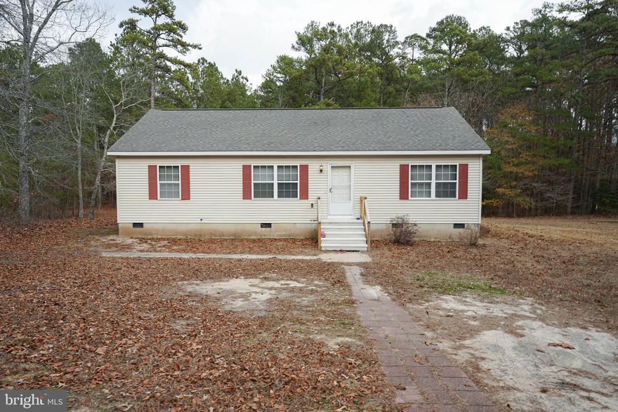 Come and check out this one!  This charming three-bedroom, two-bath home nestled on a 1.32 acre partially wooded lot located less than a half mile from the Sandy Hill Family Campground and the Nanticoke River!  This is a great location to enjoy all the natural beauty of the Eastern Shore.  The homesite also allows you the ability to create your own rural oasis.  Included is a large storage shed for all your outdoor toys, workshop or other adventures.  Step  through the front door and you are greeted by a large  family room,  that leads into an open kitchen and dining area with plenty of room for activities and gatherings.  The primary bedroom is located on the opposite end of home from the secondary bedrooms. It is a nice size room with an ensuite bath.  Walk across the family room  and you see two more bedrooms with an additional bath. There is also a laundry closet with a washer and dryer included.  This home has a lot to offer and provides a lot of value at this price.  Call today and schedule your tour!