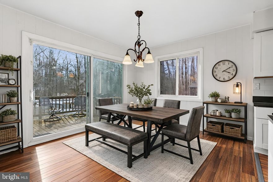 Experience lake living and year around amenities in the heart of Lake Naomi at this move-in-ready, fully furnished 5-bedroom, 2 full bath chalet. Engineered hardwood flows throughout the main floor, with open Living & Dining rooms with large sliders for natural light out onto a large deck to enjoy the outdoors. New white kitchen cabinets, sleek tile backsplash and quartz counter, stainless appliances with fresh paint throughout. Main 1st floor bedroom and full bath, plus 4 additional bedrooms with new carpet on the second floor. Convenient mud room or small office/bonus room with second entry, and first floor laundry. Backing up to community property, the home enjoys a peaceful wooded setting while remaining just steps from the walk/bike path to the indoor community center and only minutes to the Lake. Optional to join the Lake Naomi Club, or just the beach passes, or neither to enjoy your peaceful retreat. Lake Naomi Club provides the finest amenities including an Olympic sized outdoor heated pool overlooking Lake Naomi, a top rated tennis center complex, a 9-hole private golf course, Lakefront Clubhouse Restaurant & Pub and a year round 48,000 sf Community Center featuring a large indoor heated pool, indoor tennis & basketball, fitness center and 29 acres for additional outdoor activities —making this a true four season retreat for relaxation and recreation alike. Ask how to receive  up to $5,000 lender credit towards closing costs or lowering your interest rate!