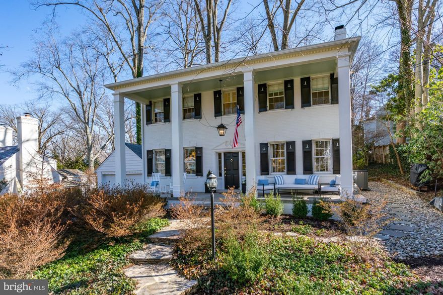 NEW PRICE!  Classic detailing with bespoke elegance on a rare, lush 19,000+ SF lot... sited majestically on well-known Leland Street in the bucolic and leafy neighborhood of Chevy Chase, this iconic beauty is an entertainer's dream home. Mere steps  to Candy Cane Park, Meadowbrook Stables, walking paths, and the community favorite Norman's Farm Stand.  The home's handsome crown moldings, 9.5' ceilings, custom niches and arched moldings, hardwood floors, and stunning period details harken to a bygone era of sophistication. Once through the welcoming and genteel front porch oozing with southern charm, the oversized foyer greets you. The first floor has an ideal layout for large-scale entertaining with a gracious and grand living room with wood-burning fireplace that leads to an all-season sun/family with custom built-ins and windows on all sides for summer breezes -- and easy access to the back deck for al fresco dining.  The large formal dining room with seating for 10  has custom, designer floor to ceiling window treatments. The white and bright cheery kitchen has  a charming eat-in banquette with a professional grade range. Designer touches abound in the main floor office looking onto the rear yard and a delightful wallpapered powder room with custom marble sink. The upper level has two large bedrooms, a fully renovated hall bath in marble and a stunning oversized primary bedroom with sitting area and a magazine-worthy en suite full bath in marble and high-end polished nickel fixtures and a custom walk-in closet. The 3rd floor is an airy and open space currently used as a play room -- but is primed to be a 5th bedroom with ample space to install a full bath if desired. The lower level is not to be missed:  8' ceilings; newly installed luxury vinyl wood tile throughout the massive family room with a built-in kitchenette with granite counters, a wine fridge and ice maker; fourth bedroom for guests, in laws or an au pair, with an en suite full bath; large and bright laundry room with pantry/storage;  and closets galore.  The 2-car garage is large enough to accommodate an SUV or charge an EV indoors.

From the front porch it is mere paces to the delightful Candy Cane Park with a playground, tennis and basketball courts, soccer fields, and walking trails as well as Meadowbrook Stables for riding lessons and the community favorite, Norman's Farm Stand and in bounds for the CCRA pool. The boutiques, shopping, sidewalk dining, and conveniences of Friendship Hts., Chevy Chase and Bethesda are nearby. Served by award-winning schools:  Rosemary Hills, Chevy Chase Elem., Silver Creek and B-CC high school.