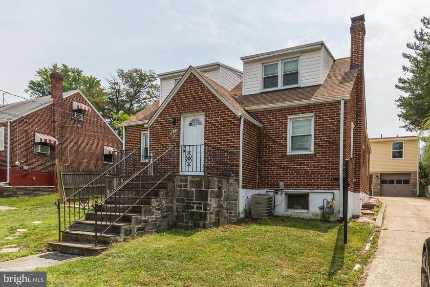 Rare opportunity for a special home with great rental possibilities just outside of D.C.  The main house is a four bedroom, two bath Cape Cod with charm. wood floors, updated kitchen, dining area and a sunroom with a stone fireplace. The lower level has a separate outside entrance and has a large finished room, kitchenette, a full bath and a laundry room. In the rear of the lot is another building that has a garage and a finished room with a laundry on the main level and a two bedroom, one bath apartment on the second level.
This property contains 7 bedrooms and 4 bathrooms within the 3 separate units. Live in one and let the home pay for itself from the rental income. Tenant in the rear unit would like to stay and extend the lease if new buyer is interested, Great opportunity.