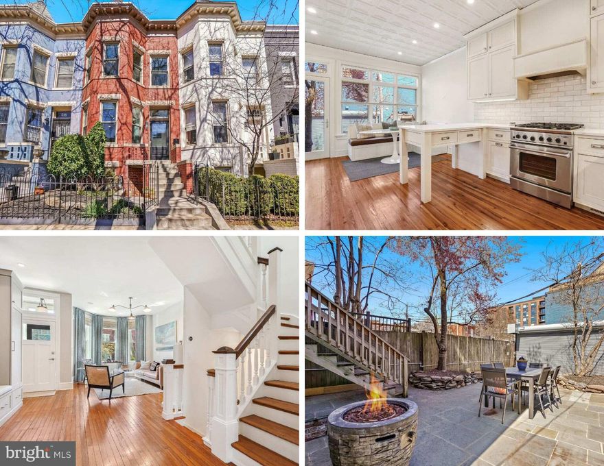 NEW PRICE - Graciously Renovated Home Offering Grand Proportions with a Timeless Blend of Period Features and Modern Updates, Private Outdoor Space, and Secure Off-Street Parking at an Ideal Capitol Hill Location!  A spacious layout of nearly 3000 SF spread out over three levels, this “Perfect for Entertaining” home offers flow and flourishes from the foyer entrance through the spacious main floor with high ceilings and heart-pine floors throughout, Custom Window Treatments and Wall Covering plus a warm wood-burning fireplace in the Living Room, Spacious Separate Dining Room with original Pocket Door and Crown Molding, Large Table-Space Eat-In Gourmet Kitchen with Floor to Ceiling Custom Hardwood Cabinets, Stone Countertops, Commercial Gas Range and Hood, Stamped Tin Ceilings, Recessed and Under Cabinet Lighting, plus a perfect Main Level Powder Room.  The Upper Level offers a Palatial Primary Bedroom and En Suite Bathroom with Stunning Skylit Glass Shower, Marble Tile, Stone Vanity Top, Large Custom Walk-In Closet and Built-Ins, plus a Bay Front Sitting Area (and Pull-Down Attic Storage), add Two Spacious Bedrooms Each with Smart Built-Ins and Custom Walk-in Closets, a Grand Hallway with Curved Banister and Stained Glass Skylight, a Second Full Bathroom with Tub Shower, and a Full-Sized Front Load Laundry closet.  The Connected Lower Level was Once a Separately Metered Rental Unit with Front and Rear Entrances and Now Offers Expanded Living Space with a Large Open Layout Family Room, Recreation Areas, Wet Bar, Third Bathroom and easily partitioned Bedroom Area Perfect For Guests, Au Pair, Home Office, or Can Easily Revert Back to a Separate Apartment for Rental or AirBnB Income Potential!  Turnkey Home with New Roof, New Double-Paned Windows, Nest Controlled New Central Air Conditioning, Central Sonos Sound System on the Main Level, New Automated Roll-Up Parking Gate, and Large Fully Fenced Private Stone Driveway and Patio!  It’s all Here at this “Best Block” Ideal Capitol Hill Location Near a Variety of Local Amenities and Eateries including Whole Foods, Giant and Trader Joe’s, The Little Grand, Cane, Ethiopic, Yoga and Fitness Studios, Union Station, Union Market, H Street, Plus SEC, DOJ and Senate Office Buildings, Kaiser Permanente and More!  96 WALKSCORE, 98 BIKESCORE!