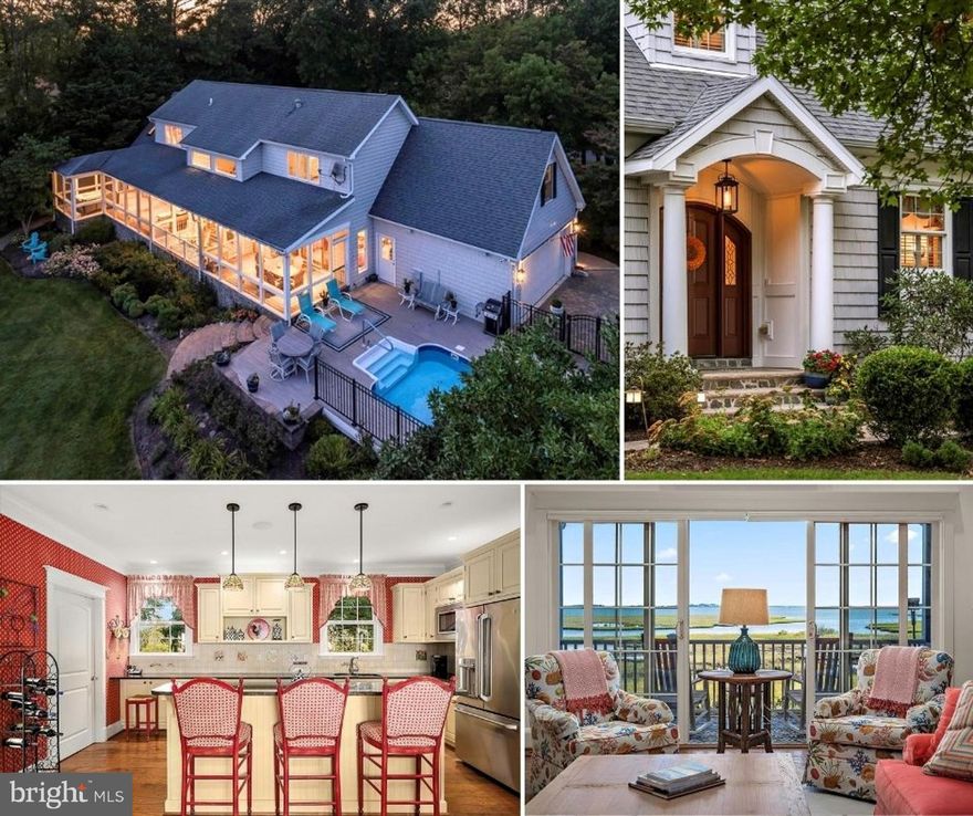 "Some people come into our lives and quickly go. Others stay in our lives for a while, leave footprints on our hearts, and we are never, ever the same."

Much like the people who leave lasting imprints on our hearts, some homes stay with us forever — not just because of how they look, but because of how they make us feel. 6322 Knoll Hill Drive, a custom-built Cape Cod retreat, nestled quietly along the serene shores of the Sinepuxent Bay on Maryland's Eastern Shore, is one of those rare homes. 

Featuring 3 bedrooms, 3.5 bathrooms, and thoughtfully designed living spaces, this waterfront sanctuary invites you to slow down, breathe in the salt air, and truly live. From every bedroom, wake to sunrise views over the bay that make the sky more beautiful to gaze upon. Feel your soul dance in the open-concept great room with sweeping water views and timeless craftsmanship. From a custom wet bar, beautiful built-ins, and a double sided stone gas fireplace, this open and airy space is a haven at any time of day! The gourmet kitchen and sun-drenched dining area serve as warm gathering places for family and friends, be it over a meal, a card game, or just curling up with a good book.

The spacious primary suite offers fine finishes and peaceful solitude at day’s end… from a second gas fireplace, heated bathroom floors, a spacious walk-in closet, and more! Enjoy a dip in the hot tub on the primary suite’s porch as you listen to the evening’s song… certain serenity that is sure to please. 
Upstairs, the spacious loft features a built in office area, cozy window seat, and the perfect place to relax and just “be”. Two large, additional bedrooms with ensuite bathrooms and breathtaking views anchor each end of the upstairs level.

Step outside and you’ll find tranquility in every direction — a private pool, two screened in porches, gorgeous gardens, gently lapping waters, and the whisper of bay breezes through the trees. Rock on the porch and end enjoy watching the abundance of wildlife. Imagine long and lazy summer days relaxing poolside... grilling on the deck... and enjoying al fresco dining on the screened in porch. Life simply doesn't get better than this.

6322 Knoll Hill Drive is more than a home; it’s a place that awakens a new understanding of what it means to be present, connected, and at peace. Whether for a season or a lifetime, this home will leave its footprints on your heart. And once you've been here, you’ll never, EVER be the same.