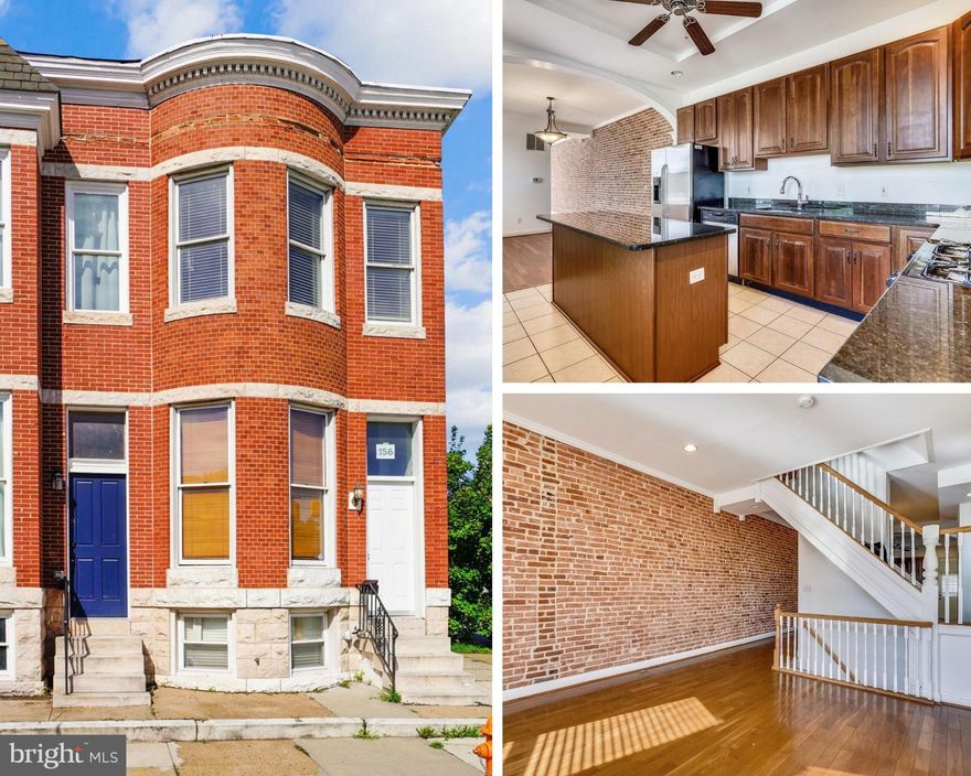 Rare and Remarkable End-of-Group Rowhome with 3 full bedrooms, 3.5 bathrooms and over 1500 square feet of finished living space!  Property highlights include parking pad, private deck off the rear bedroom and great natural lighting!  Features include hardwoods, exposed brick on both main and upper levels, gourmet kitchen (custom cabinetry/stainless steel appliance package/granite counters/island), lower level family room, large laundry room, custom arches/raised box ceiling, main level half bath, walk-in closet, jetted tub, window treatments and much more!