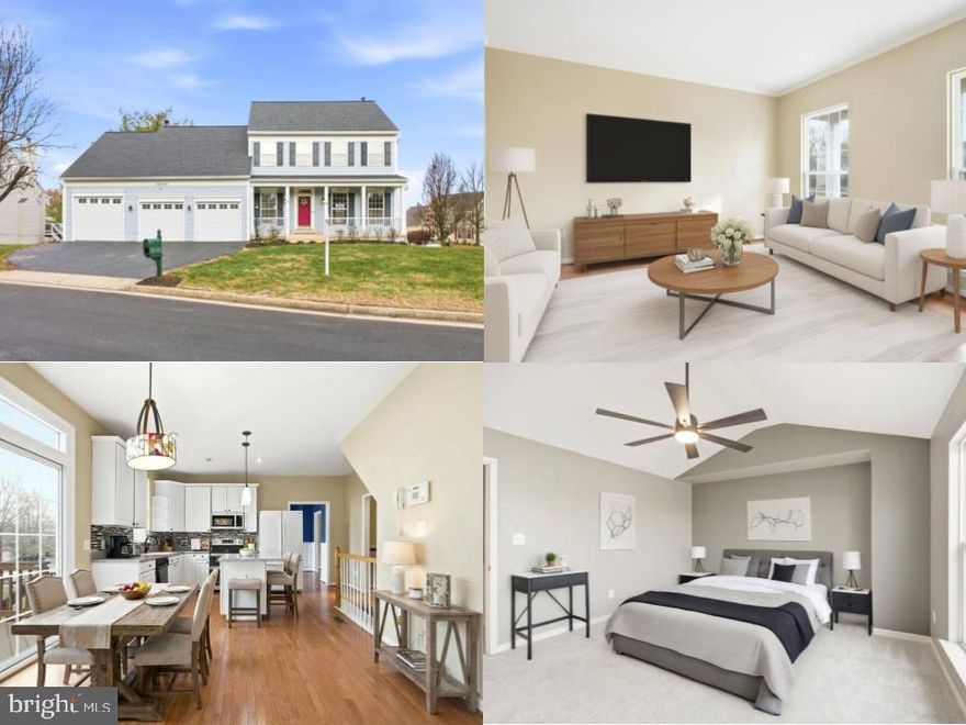 *Open Houses: 1-3 PM Saturday, December 20 | 1-4 PM Sunday, December 21.*
**This Sun-Filled Corner-Lot Colonial With Three-Car Garage is Price To Sell Fast!!
Set on a spacious corner lot in a quiet Bristow cul-de-sac, this gracious 4 bedroom, 4 full bath, 1 half bath home blends classic curb appeal with flexible living spaces, an entertainer’s basement, and RARE three-car garage parking with the 3rd tailored for a larger vehicle. Inside, gleaming hardwood floors warmly welcomes you, leading to generous formal and casual spaces, including a separate dining room with paneling that makes the perfect backdrop for holiday gatherings or dinner parties. The updated eat-in kitchen features white cabinetry, solid-surface countertops, tile backsplash, and center island, opening directly to a warm family room with gas fireplace and deck access, ideal for everyday living and effortless entertaining. Upstairs, four comfortable bedrooms include an airy primary retreat with vaulted ceiling, modern ceiling fan, and walk-in closet with built-in organizers, plus an en-suite bath and shower, while secondary bedrooms offer neutral carpet, ample closet space, and easy access to additional full baths for a truly functional layout. The finished lower level expands your living space with an expansive rec room accented by wood wainscoting, a full wet bar with sink, microwave and under-counter fridge, a separate bonus room that works beautifully as a guest space, media room or home office, a 4th full bathroom, and approximately 400 square feet of unfinished storage/utility space or great for a home gym, to keep everything organized and out of sight.

Outdoor living shines here with a welcoming covered front porch complete with ceiling fans for relaxing evenings, plus a corner-lot yard of roughly one-third acre that provides room for play sets, gardening, or future outdoor projects. The attached three-car garage includes an oversized third bay designed for larger vehicles, as well as a built-in rear storage room with its own exterior entrance—perfect for a riding mower, tools, bikes, or bulky seasonal equipment—freeing up the main garage for cars and hobbies. Everyday convenience comes easy with quick access to Route 28 and Route 234 for connections to I-66, Route 29, and points throughout Northern Virginia, while the Broad Run VRE station on the Manassas Line is just a short drive away for an easy rail commute into Washington, DC. Local amenities abound, with nearby neighborhood parks such as Clareybrook Park offering playgrounds, open green space, and community recreation, and the broader Prince William County park system providing miles of trails, sports fields, aquatics centers, and historic sites for year-round activity. Shopping, dining, and everyday services are all close at hand in Bristow and the surrounding Gainesville/Haymarket corridor. With its finished square footage, entertainer’s basement, rare oversized third garage bay with dedicated rear storage, and inviting indoor-outdoor spaces on a generous corner lot, this Millbill Court residence is an exceptional opportunity to personalize a well-designed home in a sought-after Bristow location.