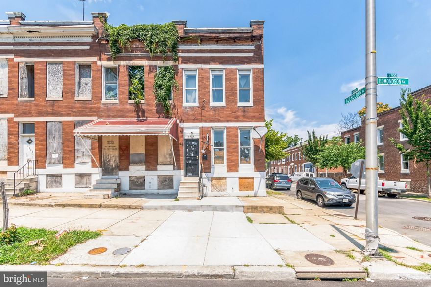 Investor alert! Welcome to 2724 Edmondson Ave! This HUGE 3 bed 1 bath home is ready for new owners and is conveniently located in the Winchester neighborhood! Enjoy this large end unit that needs some rehab and cosmetic touches! This home has a ton of potential for a fix and flip or keep for your rental portfolio. Enjoy $1550-$1600/ month in rental income! The main level features a large living, dining and kitchen space! The upper-level features 3 HUGE bedrooms and 1 bath! Come tour this home and see the investment possibilities! SOLD AS IS