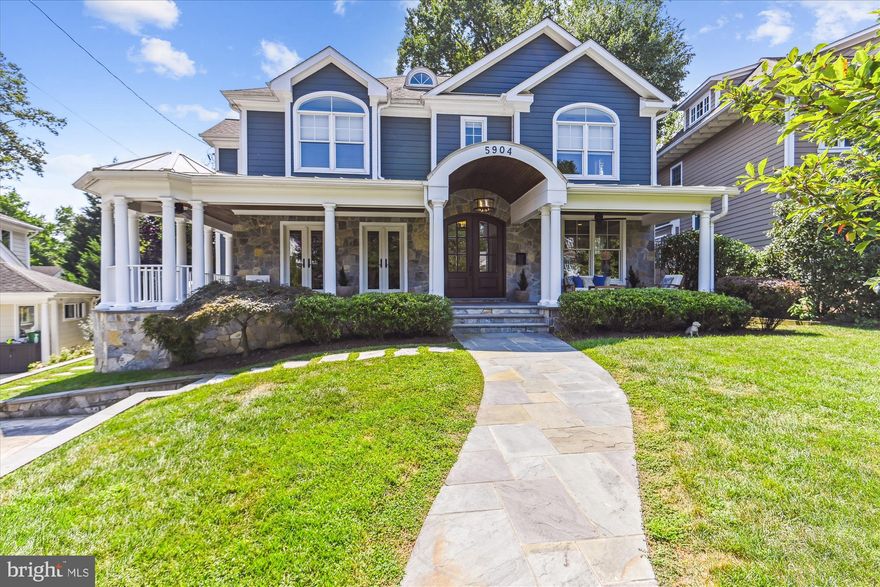 Constructed in 2016, this elegant yet inviting five-bedroom, five-bathroom home in the Glen Mar Park neighborhood of Bethesda, MD showcases high ceilings, a seamless layout and a modern open floor plan concept. Encompassing approximately 5400 square feet, the interior provides an impressive space for both everyday living and hosting. It is situated on a level fenced 8,000 sq. ft lot for enjoyable outdoor entertainment as well. An expansive wrap -around flagstone front porch, accentuated by a charming bead-board ceiling, offers a serene spot for relaxation from dawn to dusk.
Upon entering the foyer you’ll find the main level, which features a well-lit dining room with two sets of glass double doors opening to the front porch, a private office enclosed with frosted doors, a powder room, a practical and spacious mudroom and a well-designed kitchen seamlessly integrated with the family room and a screened -in porch. The kitchen is equipped with desirable amenities, including stainless steel appliances such as a gas 4 -burner double oven range with a griddle and exhaust hood, a refrigerator with a water and ice dispenser, a dishwasher and a wine refrigerator. Moreover, the kitchen also features a generously sized walk-in pantry, two-toned custom cabinetry enhanced by both in-cabinet and under-cabinet lighting, refined built-ins, granite countertops and a striking wooden center island. This space flows into a lovely table alcove. The family room is highlighted by a stunning stone fireplace and wood mantle, built-in shelving and storage, and double glass doors leading to the cozy screened porch and the backyard. 
Moving up to the first upper level you’ll discover four bedrooms all with custom closets. The primary bedroom suite stands out with its roomy well designed customized walk-in closet and a full bathroom with an oversized shower (plus plumbing for a future bathtub) a double vanity, a separate commode room and a linen closet. Additionally, this level accommodates three more well-proportioned bedrooms. One of these bedrooms has an en-suite full bathroom while the third and fourth bedrooms share a Jack-in-Jill bathroom. A convenient laundry room completes this level. The second upper level invites you to tailor it to your needs, whether as an office, playroom, or exercise room. 
The lower level is impressively spacious, boasting a generously sized recreation room with a gas fireplace, plus plenty of additional space for game tables and a bar area. Additionally, there is a fifth bedroom, a full bathroom, a utility room and multiple storage areas. One of the storage areas is well-suited for use as a wine cellar.
This home showcases lofty ceilings, hardwood flooring, recessed lighting, ceiling fans, surround sound on the main level and lower level,  close to 500 sq. ft of storage in the lower level and two-zone heating and cooling. 
The backyard, accessible inside either through a rear door or via the screened-in porch is a true haven, perfect for both entertaining and relaxation. It features an expansive flagstone patio adorned with lighting. Two sheds on the property serve all your outdoor requirements. In addition a front driveway will accommodate two cars. 
Glen Mar Park is a very sought-after neighborhood with an advantageous location offering easy access to downtown Bethesda, DC, Georgetown and to Virginia. The neighborhood is conveniently close to shopping options like the nearby Shops at Sumner Place and the ongoing development of Westbard Square, a 23-acre area set to feature new retail and dining establishments. It’s also in close Capital Crescent Trail.  The community takes pride in its annual Halloween parade, Block Party, and other neighborhood gatherings organized by an active volunteer association. Residents can enjoy the amenities of Glen Mar Park, including tennis courts and playground equipment, as well as various other nearby parks. Please see the Tour link for more photos and a floor plan schematic.