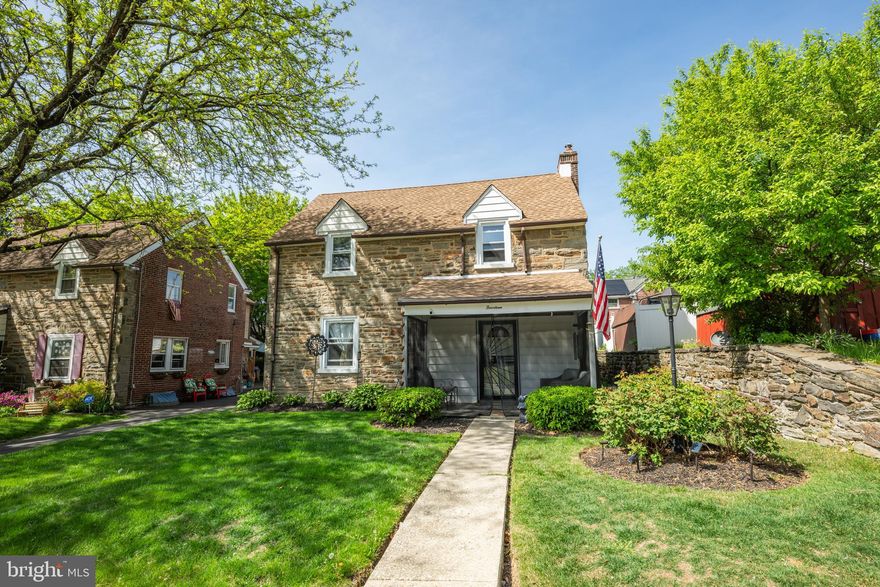 Welcome Home!  This sizeable 3BR/2BA Colonial in the heart of Wyncote doesn't disappoint.  As you walk up the walkway you'll notice the beautiful stone facade  along the front of the house bringing you onto the front porch which has enclosed netting around the exterior.  Inside you are met by a spacious living room complete with stunning laminate floors and a gorgeous brick fireplace.  A dining room with new light fixture and chair-rail leads into a cozy kitchen complete with stunning wood cabinets, corian counters, stainless steel oven and fridge and tiled floors.  Upstairs you are met by three very amply sized bedrooms.  There is all new laminate flooring through the top floor.  The primary bedroom is humungous with oodles of closet space.  The other two bedrooms are above average in size as well.  The hall bath has tiled floors, a full show and a full bathtub.  In the basement, you will find even more size and space with the finished basement.  A nicely appointed laundry room and full bathroom complete with glass block shower enclosure and tiled floors.  Out back, you will notice the garage and an ideally sized backyard ready for your finishing touches.   Tucked away yet close to the schools, 309, restaurants and shopping, this house has it all, at a great price!