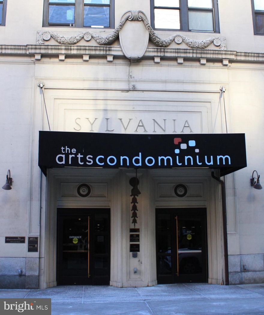 This Studio Condo is located at the Historic Arts Condominium which is in a prime location, just off of Center City East and the Avenue of the Arts and right across from the Academy of Music. This high-rise building offers a Beautiful Grand Lobby with a 24- hour lobby attendant, CCTV security and a key fob access. It also offers a convenient fitness center and an on-site laundry room, there is free wireless Internet available in the lobby, on-site bicycle storage and a community room for your convenience.  The units are cable-ready, and the condo fee covers electric, heat, water, fitness center access, and Comcast/Xfinity Performance Internet.  The building is pet friendly, has a Gorgeous Ballroom, and barber shop. Enjoy walking to the best arts venues, entertainment, restaurants, coffee shops, and shopping, with easy access to public transportation. This is an as-is sale. The central air is not working, Call today and schedule a private showing before it's too late and make this your New Home!