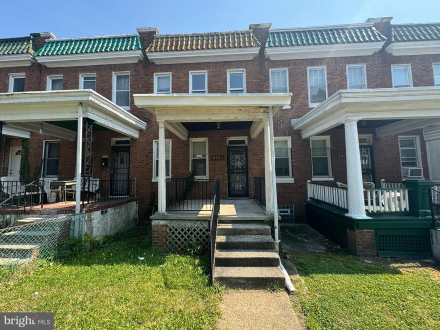 The Seller must comply with HUD Guidelines 24 CRF 206.125.  All Brick Front Interior Row/Townhouse
with 3 Bedrooms and 2 Full Baths located in Rosemont. Spacious living area, Front Porch, Outside entrance basement and fence backyard. Buyer to verify ground rent, seller will not redeem ground rent.