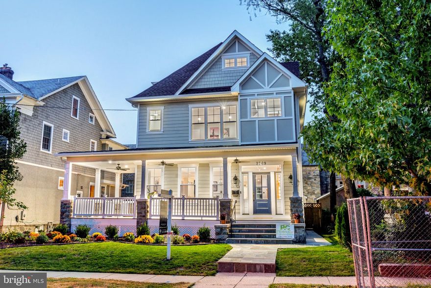 Welcome home to 3769 Oliver street.  A distinguished new home features 5 bedrooms 4 and a half bathrooms with all the highest levels of finishes and modern systems for the most discerning buyer.  Inspired by the original design of a 1912 farmhouse you are greeted by a generous wrap around porch.  As you walk inside you are immediately drawn to the white oak herringbone pattern, and elegant coffered ceilings.  The home is flooded by natural light.  The well-designed open floor plan on the main level allows for a flexible use of the space.  The living and dining rooms are separated by a stylish dual sided fireplace.  If you love to cook and host dinner parties you have found your dream kitchen here!  The spectacular country style kitchen is the focal point of this home. The kitchen is equipped with two tone cabinets, a porcelain farm sink, with additional vegetable sink, Viking appliances, a wine cooler and a resplendent two-tiered island with glittering  Caesar stone quartz countertops and backsplash.  There is plenty of pantry storage and a half bathroom fittingly around the corner.  There is a mudroom that leads out to another porch in the rear of the main level.