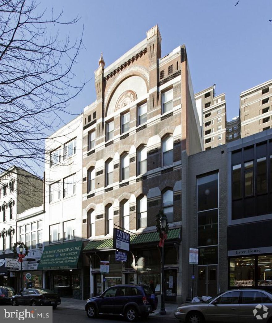 This property is located in the center of Jewelers Row, and totals 7 units. 6 residential units, and 1 first floor retail. The apartments consist of (3) 1 bedroom's on the 2nd floor, (1) 1 bedroom and (1) 2 bedroom, & the 4th floor has (1) 2 bedroom. Each apartment is in great condition and upgraded. Basement can be used as storage. Parking is not an issue with 3 garages/lots nearby. This property could be a great investment or owner-user purchase!