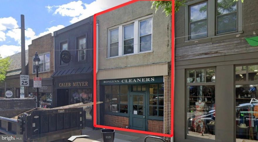 Mixed-use property located in the heart of Chestnut Hill, Philadelphia, featuring a street-level commercial space currently operating as a drop-off dry cleaning business and a spacious second-floor 2-bedroom apartment. The commercial unit benefits from excellent visibility and strong neighborhood foot traffic along one of Chestnut Hill’s vibrant retail corridors, while the residential unit offers a comfortable layout and separation from the business below. This property is situated in one of Philadelphia’s most desirable, walkable communities - known for its tree-lined streets, boutique shopping, acclaimed restaurants, historic architecture, and easy access to regional rail, parks, and cultural attractions. Ideal for an investor or owner-occupant seeking income potential in a thriving, transit-friendly neighborhood.