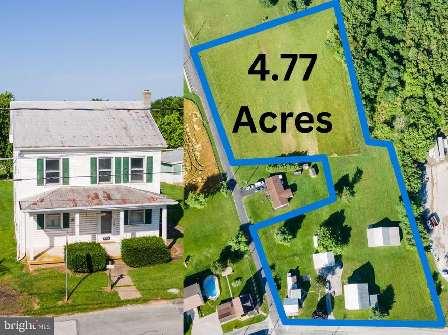 This home, with 3 large outbuildings, on 4.77 acres offers a rare opportunity for investors, renovators, or developers looking to unlock potential in a desirable location. The main house is a true fixer-upper, brick home under the vinyl siding, full of character and ready for a full renovation. With solid bones and classic charm, it’s the perfect canvas for someone with vision to restore or redesign from the ground up.

The property sits on a spacious lot, opening the door to more than just a single-home project. There is potential for subdivision, giving buyers the opportunity to explore building additional homes on the site (subject to local zoning and approval). Whether you're looking to flip, rent, or build new construction, this parcel offers room for growth and long-term return.

Located in New Oxford School District on a quiet residential street in Adams County. This is an excellent chance to invest in a growing area with strong demand and great potential.