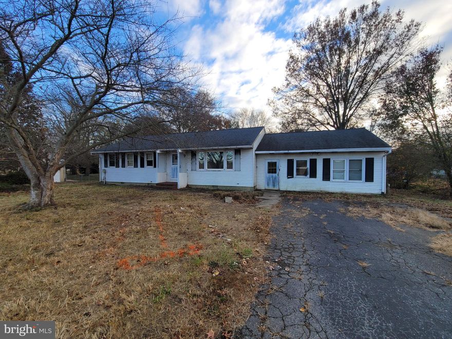 Come bring this spacious ranch house back to life.   Over 2,000 sq ft with 5 bedrooms, 3 full bathrooms, large rec room and open kitchen, living, dining area.   Property features mature trees, fenced backyard, and public water and sewer.   Located just outside the Town of Millington and within a half mile of Route 301 and the Food Lion, making this a convenient location for all. Multiple offers received - seller requests highest and best offers by 10 am on Friday December 13th.