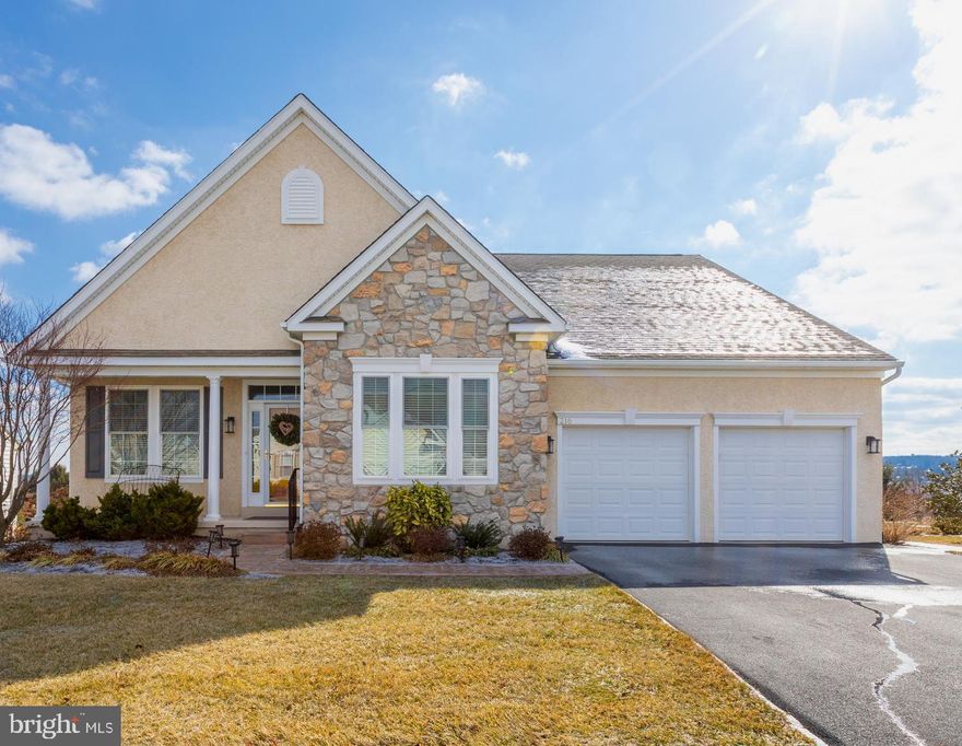 This home is truly a dream in the popular neighborhood of Knob Hill Farm. You will feel immediately at home as you walk in. The welcoming, bright house has total 3 bedrooms and 3 full baths and 2 powder rooms. The open floor plan is complete with a dining area, an oversized, remodeled kitchen, an expansive living/family area with propane fireplace. The private office with French doors is bright and comfortable. The first-floor master suite has 2 walk-in closets, and a completely remodeled master bathroom. There is a second guest bedroom with a full bath and walk in closet. Additionally, there is a second floor with a loft for crafting/reading/playing area and a 3rd spare bedroom with a full bath. The finished, walk-up stairs basement with a powder room is simply perfect for entertaining and/or exercise.  Amenities are custom paint with crown molding, beautiful hardwood floors, quarts countertops.  kitchen island, stainless steel appliances, recessed lights, plenty of windows for sunshine, oversized 2 car garage with service door. Enjoy being outdoors on the deck with the view of open space and farmland. This community is right across from the Honey Brook Golf Club. Awesome senior 55+ community with all amenities like clubhouse, walking trails, gym, and community pool. Carefree living is waiting for you! Homes like this one don't come on the market too often. Fall in love, make an offer and call it home.