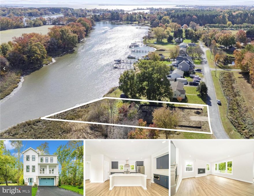 To-be-built 5BR, 3.5BA waterfront home by Laine Street Homes — now under construction and perfectly positioned to capture breathtaking sunrises over the waterfront of Crab Alley Creek.  Thoughtfully designed for modern coastal living, this home will offer panoramic water views from the main level and the primary suite, filling the interior with natural light and scenic beauty.  The bright layout will feature 7” plank flooring, a gas fireplace, and a first-floor guest suite. The gourmet kitchen will include shaker-style cabinetry, quartz countertops, an oversized island, and premium ZLINE stainless appliances — ideal for entertaining while overlooking the water. Upstairs, the luxurious primary suite will provide sweeping water vistas and a spa-inspired bath with a 6’ tiled shower, double shower heads, and a built-in bench.  Additional planned features include tile flooring in all bathrooms, bedroom-level laundry and an integrated 2-car garage. Outdoor living spaces will include an expansive back deck overlooking the water  and a covered patio — perfect for peaceful mornings and sunrises over the shoreline.  BONUS:  Approx.  181 acres of conservation land lies on the other side of the shoreline! On a quiet waterfront lot surrounded by natural beauty, this home combines the craftsmanship of Laine Street Homes with the serenity of coastal living.  Photos shown are of a completed home of the same floor plan.