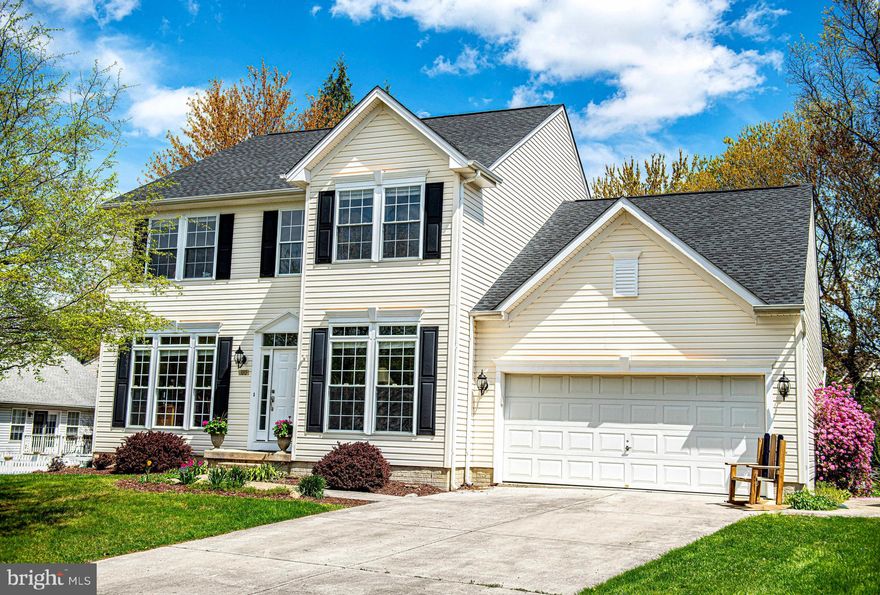 Welcome to one of the largest models in Tuchahoe Farms with over 3700sqft of finished living space and a pool! Get in just in time for summer fun to entertain and enjoy the backyard with an inground pool, hot tub, tiki bar, deck, and play area. The great main level floorplan features a huge family room with gas fireplace that's open to the kitchen and eat-in area, separate dining and living rooms, and a private office. The upper level features a Primary Suite with walk-in closet and ensuite bathroom with soaking tub and two sinks, upper level laundry, 3 other bedrooms, and a large hall full bathroom. There's plenty of room to play in the fully finished basement, complete with several finished rooms that could be additional bedrooms and a full bathroom. Updates include an architectural shingle roof (5 years old), shutters (2 years old), refrigerator (1 year), and a brand new front door.