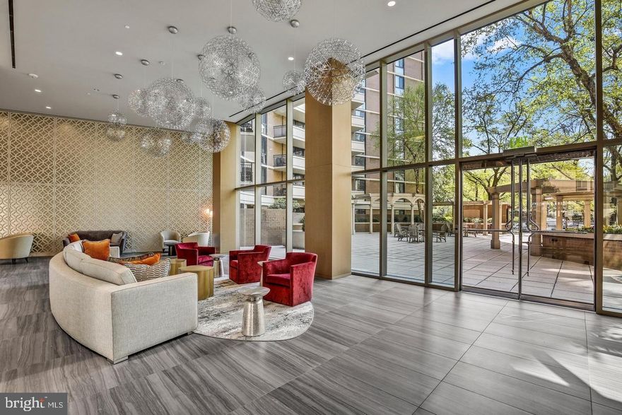 The one you shouldn't miss! Great opportunity to own this beautifully renovated one bedroom + den, one and half bath condo in a prime location and building! This rarely available condo with south-west exposure offers a spacious living room with floor to ceiling glass sliding door leading to a balcony with a stunning, unobstructed panoramic view. Enjoy beautiful sunsets! Formal dining area open to the living room. New, table space kitchen with granite countertops, large pantry. There is a pocket door to separate kitchen from dining area.  Lovely den/guest bedroom or office with spacious, renovated half bathroom and linen closet. Large, bright primary bedroom with a gorgeous view and his and hers closets with organizers. Hallway with coat closet. All closets done by California Closets. Washer/dryer in the unit. One garage space and storage unit are included in the price. All utilities are included in the condo fee. Luxury building with great amenities: 24-hour front desk/concierge, heated outdoor swimming pool, sauna, fitness center, library and party room. Stunning new lobby, hallways and much more. You can walk or take free shuttle bus in front of the building to Metro, Whole Foods, Amazon Fresh and shops and restaurants in a great neighborhood of Friendship Heights with benefits of urban life. Friendship Heights Village Center offers lots of activities and services to their residents