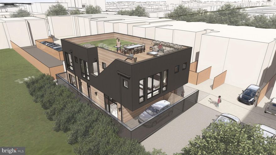 An Incredible Opportunity for a Developer or End-User! 1016 Harvard Alley NW is a rare opportunity to step into a fully entitled and permitted development project in the heart of Columbia Heights. Designed by Teass \ Warren Architects, one of DC’s most respected firms, the approved plans call for a modern two-story single-family residence offering 2,759 square feet of interior living space, a roof deck, and secured one-car parking.
The efficient floorplan provides 4 bedrooms and 4 bathrooms with soaring ceilings, the highest quality design, and unparalleled privacy and serenity. Outdoor spaces include a  466 SF roof deck with full stair access and a  400 SF garden on the main level. The one-car carport may also serve as a patio if desired. Permits have been issued and are valid, allowing immediate construction with no delay. Note that the list price is only for the land, plans, and permits. NOTE THAT THESE PHOTOS ARE AI GENERATED/RENDERINGS.