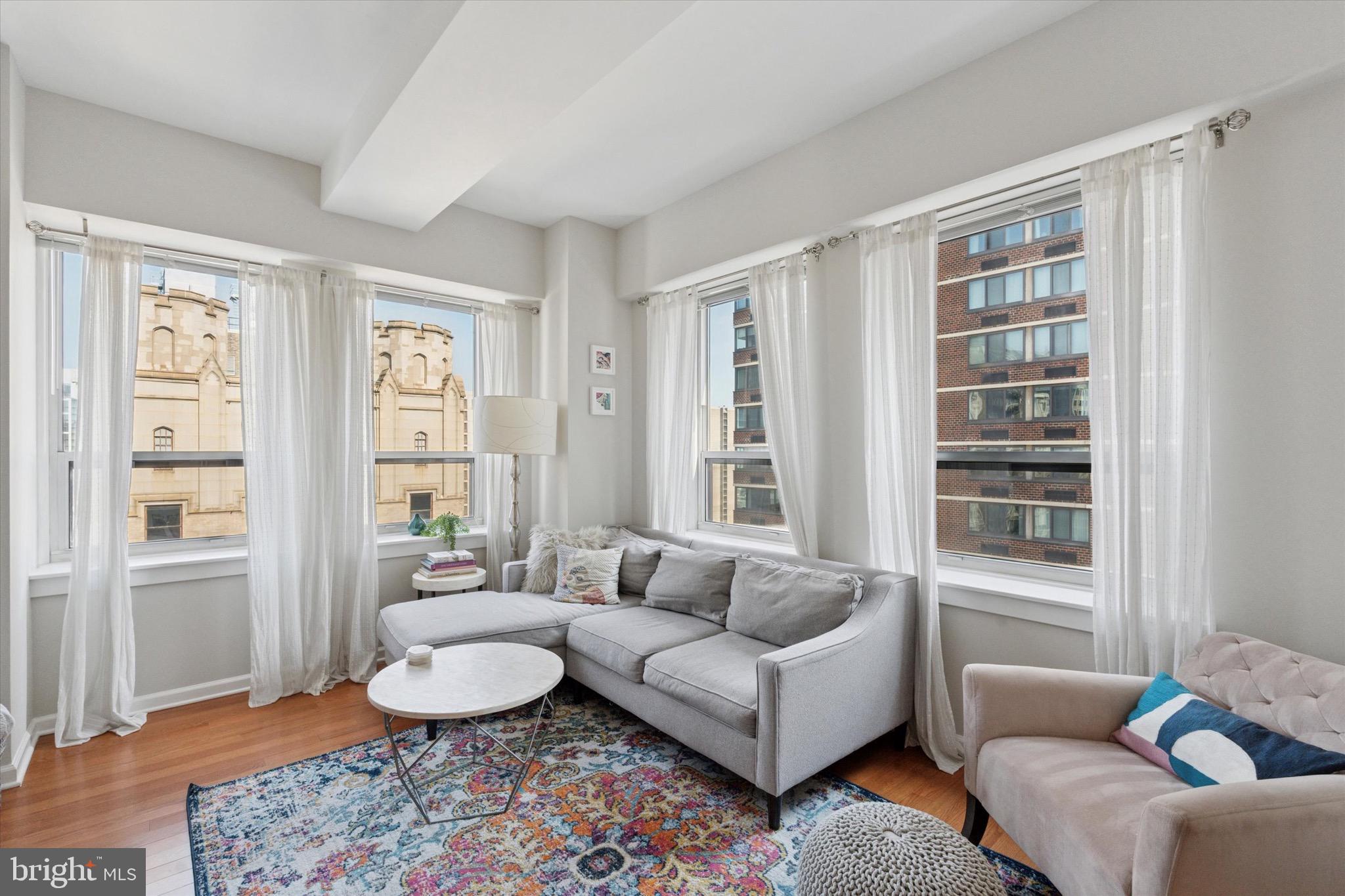 Beautiful two bedroom, two bathroom unit with huge windows and stunning city views. One of just two units on the floor, Unit 20B spans the full southern half of the 20th floor. Enter through a gracious entryway with two large hall closets. Large open living / dining room with east and south facing views. Spacious kitchen with ample cabinet and counter space, under cabinet lighting, Bosch appliances, and bar seating. Primary suite with walk in closet, and luxurious bathroom featuring large glass shower, soaking tub, and stellar sunset views. Second bedroom located on the opposite side of the unit makes a wonderful office or guest room. Second full bath in hall opposite laundry closet and separate linen closet. The Aria features 24 hour concierge, security, community lounge, business center, fitness center, yoga room, dog run, guest suite, and bike storage. Fabulous location in the heart of Center City just footsteps from Rittenhouse Square and the Avenue of the Arts. Enjoy fabulous restaurants, shopping, nightlife, cultural attractions, and so much more. Commuting is easy with SEPTA and PATCO stops practically at your doorstep. And Aria residents receive a discounted monthly parking rate at a garage less than one block away.
* A Special Assessment was levied in March 2025 for facade work. The total assessment for Unit 20B is $62,799.60. Seller will pay the special assessment IN FULL at closing.