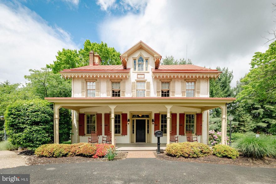 Welcome to this rare Gothic Colonial Farmhouse, steeped in history and character, seamlessly combines its original charm with modern comforts.  Built in 1859 by John Kenderdine, this meticulously restored antebellum dwelling maintains its pristine condition.  Versatile in layout, it serves as an ideal setting for professional commercial space.  Upon entry, the grand foyer, featuring wood floors and soaring 10' ceilings, sets a dramatic tone.  A flexible office space, adorned with a fireplace and exquisite mantel, exudes warmth and allure to the right.  Custom built-ins and deep window sills throughout add an air of sophistication.  The kitchen, boasting a brick fireplace and rear staircase, offers convenience and charm. Ascending upstairs, custom landings provide a whimsical touch, also with stainless steel appliances and tiled backsplash.  High-end air conditioning and a durable tin roof ensure year-round comfort and longevity.  Outside, a bonus barn with workshop and loft, along with meticulously maintained grounds featuring mature trees and scenic vistas, offer endless possibilities.  Convenient amenities include a spacious parking lot for 17 cars and three additional spaces at the front.  Situated in Horsham, with easy access to local highways, this property promises a blend of historic allure and modern convenience. Immerse yourself in its timeless beauty and seize the opportunity to own a piece of history.  This property is ideal for professional use, such as an Attorney Office,  Real Estate Office, Funeral Parlor, Accountant office, etc.  Schedule a showing today!