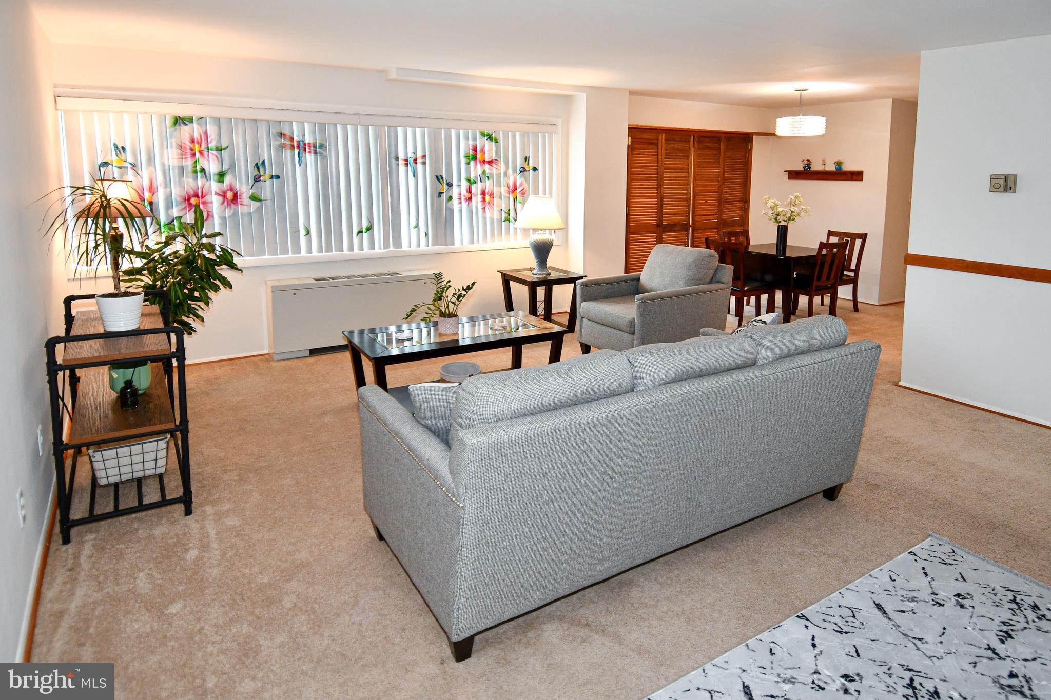 Move-in ready, spacious 1BR 1BA in George Mason Village, a quiet, garden style condo complex in Arlington. The unit has a big, open living room with ample space for all your furniture. Tons of natural light with large windows. Large balcony for outdoor relaxing & entertaining. Good sized kitchen with plenty of cabinets & countertop space. Dishwasher, gas range & built-in microwave. Dining area is adjacent to balcony providing outside views & light. Large bedroom with more than enough space for a king size bed & dressers. Lots of in-unit storage including two walk in closets - hallway & bedroom. Bonus storage unit in basement. Laundry room is just a few steps away on the basement level. One assigned parking space in the private lot, directly in front of the bldg entrance. Enjoy the summer & warm weather by relaxing at the community pool & picnic area. Playground/tot lot for the kiddies. Pet-friendly. All utilities included - gas, electric, central AC/heat, basic cable. Perfect location in a peaceful setting, but close to everything! You'll love the many parks & green spaces within walking distance. Easy breezy access to bike & walking trails. Just steps to Four Mile Run trail that meanders along the beautiful Four Mile Run stream valley. The condo is also walking to the popular, iconic 44 mile Washington & Old Dominion trail and next to Bancroft Park & Community Center. 15 minute walk to Harris Teeter grocery with Starbucks. Quick drive to lots of shopping, grocery stores & restaurants. One mile to Shirlington Village with all of its dining options. Minutes to all major roads & commuter routes: 395, Rt 7, Rt 50, Columbia Pike, Glebe Rd. Close to the Ft Myer, Pentagon, Pentagon City, Crystal City, Clarendon, Old Town Alexandria, National Airport, Bailey's Crossroads, downtown DC. Don't miss out on affordable living in this popular community with its quiet, yet central location! Great as an rental investment property too! Open house on Sat 7/26 from 11am-1:30pm.