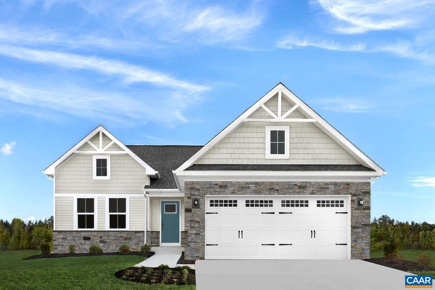 Introducing the Eden Cay floorplan for fall '25 move in just steps from the newly completed pool & clubhouse! This Eden Cay boasts an open concept design with a 2-car garage as well as 3 bedrooms, 2 baths, and a spacious owner's suite with private bath & walk-in closet. Enjoy a gourmet kitchen with walk in pantry, upgraded cabinetry, spacious kitchen island, granite counters & stainless kitchen appliances all included! Creekside Ranches is an amenity filled community featuring 2 pools, 2 pickleball courts, clubhouse with fitness center, playground, walking trails and more! Creekside Ranches is located in a peaceful setting with beautiful mountain views, a maintenance-free lifestyle with lawn & landscaping care included, all only 10 minutes from Charlottesville! Every new home in Creekside is tested, inspected & HERS scored by a third-party energy consultant and a third-party inspector. Don't wait! Schedule your visit today and secure your new home and $20,000 in savings!,Maple Cabinets,Quartz Counter