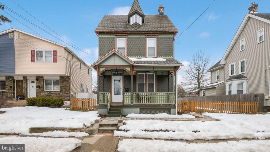 Beautifully restored Victorian in the heart of Lansdale Borough! This 3 bedroom, 2-1/2 bath home blends timeless architectural charm with thoughtful modern updates. The striking exterior features meticulously restored shingle-style siding and a welcoming front porch.
Inside, you'll find a bright open floor plan with hardwood floors, detailed trim work, and abundant natural light throughout the living and dining areas. The updated kitchen offers stainless steel appliances, a hammered copper farmhouse sink, newer cabinetry, breakfast bar seating, corner pantry, dedicated laundry area, and a convenient first floor powder room.
The second level includes two well-sized bedrooms connected by an updated Jack & Jill bath with claw-foot tub and stall shower, plus a flexible bonus space and an additional full bath. The third floor bedroom provides a private retreat with bonus alcove ideal for an office, sitting area, or walk-in closet.
Enjoy a fully fenced backyard with a brick paver patio, newer storage shed, and a rare 3+ car rear parking accessible from the alley.
Located within walking distance to shops, restaurants, parks, and the train station for easy city commuting. A perfect combination of character, location, and functionality!