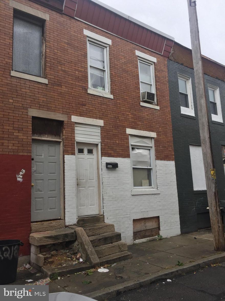 3341 Hartville St, Philadelphia, PA 19134 (980 Ft² Row House/651 Ft² RSA5 LOT) 

2 Bedrooms/1 bathroom. Situated at E & Tioga on hartville st. House needs a renovation but had a new roof put on, new electric ran throughout the house with a new panel, service and meter, all new plumbing. Needs to be completed. The bones are there, solid structure. Harrowgate/Kensington section of Philadelphia. Buyer responsible for obtaining a clear U&O.

Asking $70,000 CASH - Looking for a quick closing.