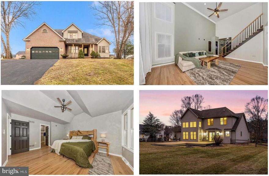 Custom features and elevated design come together to create a truly next-level, magazine-worthy home in the highly desired Penn National community. Step inside and be amazed by soaring 20-foot ceilings, a light-filled great room, and an open floor plan designed for both everyday living and entertaining. Refinished solid oak hardwood floors, crown molding, fresh paint, fresh carpet, new lighting fixtures, and abundant natural sunlight enhance the home throughout. The custom kitchen is a showstopper with quartz countertops, new stainless-steel appliances, a pantry, oversized eat-in island, and a dedicated custom coffee bar, seamlessly connected to the great room by a stunning three-sided gas fireplace. The formal dining room adds an elegant space for gatherings, while the main-level primary suite offers privacy and comfort with a luxury primary bath featuring a separate shower and jetted soaking tub, along with a walk-in closet. Upstairs, three additional bedrooms feature new carpet and share a fully remodeled full bathroom. A finished lower-level family room with an additional gas fireplace provides even more flexible living space, complemented by mountain views, expansive deck space, and a large fenced yard. A home warranty conveying makes this home truly move-in ready.