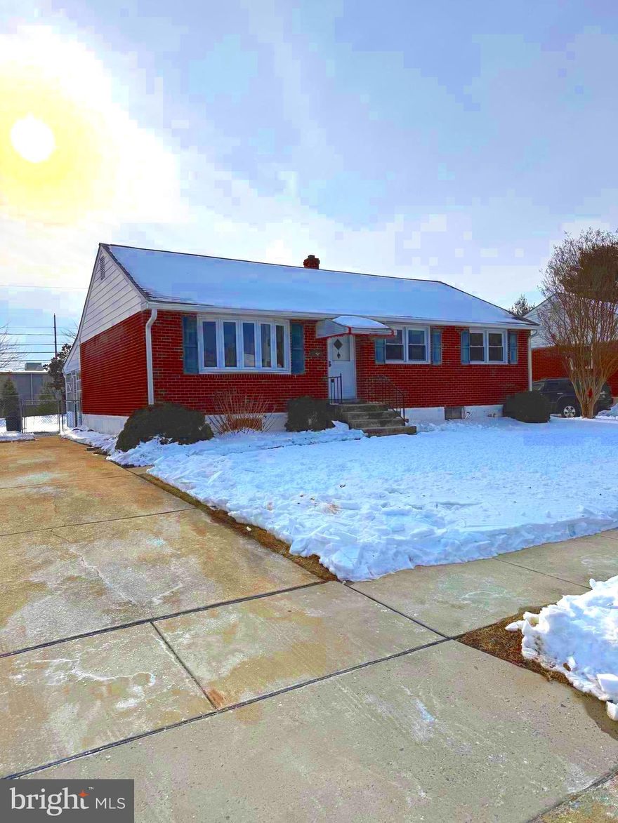 2200 Nicholby Drive is a three bedroom - one and a half bath classic brick rancher with rear porch that perfectly blends location with convenience of most everything on Route 7 and Kirkwood highway. Home has been freshly painted with main bath upgrades to include new tub w/ surround, toilet, vanity, mirror and lighting. Kitchen has Dishwasher, electric cooktop , wall mounted stove.  The stainless steel refrigerator/ freezer is also included. Generous rear fenced lot  with a concrete pad for a shed in rear corner. offers a practical, single-level living layout with significant bonus space in the lower level. 
Lower level has a large bonus room with new carpeting.  Lots of storage available in lower level. Laundry in lower lever with washer -dryer included. Neighborhood has sidewalks with publicservices located a short walk away.