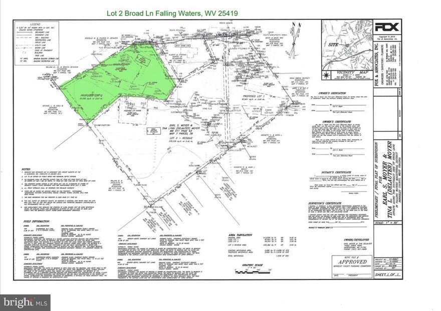 This unrestricted 2.07acres off a hard surface road has woods and a level 2 sand mound perc test approval.  
Public Water available for hook up. Great homesite located only approximately 3 miles from I-81 access for commuting and Williamsport, MD for Potomac River access for swimming, fishing and boating.  Not a thru street.