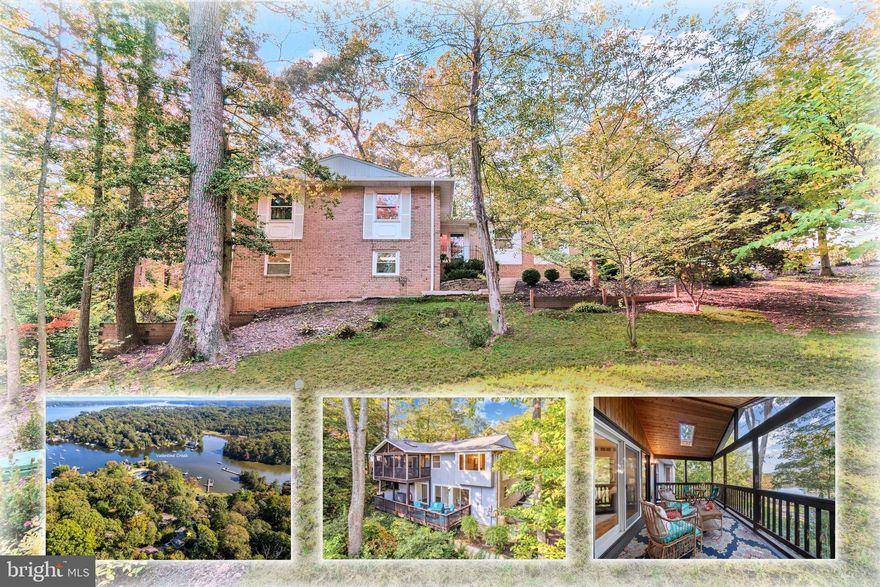 Shown by appointment ONLY. Please, do not knock on door and attempt to view without an appointment. This lovely water oriented brick front home offers a mix of mid-century modern, traditional and contemporary styles and is situated in the desirable Arden on the Severn Community.  It’s perched on a partially wooded hillside at the corner of Hollywood and Vine, offering splendid water views of Valentine Creek.

Inside, you’ll find an open floorplan and custom brick wood-burning fireplace in the living area that connects seamlessly to the warm cozy kitchen and lofty dining spaces, making it perfect for family gatherings. Open the glass sliding doors and step into your charming covered screened in deck with skylights. A perfect tranquil spot to relax and enjoy the year round water views. 

The home boasts vaulted ceilings, skylights, and large windows that flood it with natural light. The spacious primary bedroom suite used to be two separate rooms and offers a sitting area with walls of glass windows to take in the water views. Hardwood floors grace the main level and staircase, while the foyer and laundry room feature original slate tile floors.

The lower level offers several cozy spaces and three sliding doors leading to a secluded deck nestled among the trees, offering more water views and a bit of a treehouse feel. The house has propane gas cooking and oil backup heating, ample storage on the lower level, a long private paved driveway, and a spacious side-entry two-car garage.

Wander out of your kitchen slider and through the gardens along a path of stepping stones in a storybook-like setting. It’s likely you’ll catch a glimpse of the local wildlife. The wrap-around deck which connects the living and dining spaces to the kitchen easily expands your living space outdoors. The deck is surrounded by beautiful landscaping with stone pathways leading you into the fenced yard and around to the driveway.  The backyard is level and lush, adorned with native plantings in beautiful gardens. You can easily access, with a short walk, the community beach, pier, and boat ramp for crabbing, fishing, and boating. Small annual fee for ramp access.

Arden on the Severn is a water oriented semi wooded neighborhood conveniently situated between Annapolis, Baltimore, Washington D.C., and Columbia, with a wealth of recreational activities, medical services, shopping options, and dining choices in close proximity.