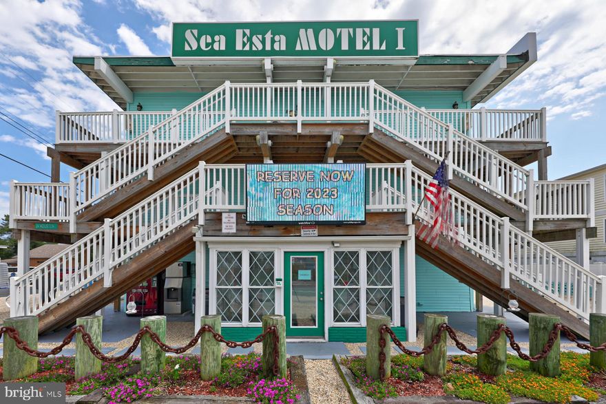 Become a part of Dewey Beach history! The Sea Esta Motel, located at the corner of Houston and King Charles Streets in Rehoboth-by-the-Sea, offers 30 guest rooms all with ensuite baths. This ocean-block motel was originally built in 1961 and has hosted a variety of actors, tourists, and beachgoers for over 60 years!Total lot size: 100x150 (equates to three residential lots; would require a zoning change to residential in the Town of Dewey Beach)
* Total guest rooms: 30
* Total parking spaces available: 37
* Front check-in lobby
* Rooftop deck potential
* Views of the Atlantic Ocean
* Walking distance to beach, restaurants, shopping and the Rehoboth Bay
* Many options for subdivision possibilities