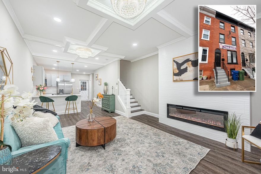 CUTTING EDGE UNION SQUARE RENOVATION WITH OVER 2,000 SQ. FT. OF LIVING SPACE!  Features include an open floor plan with custom moldings and lighting throughout, an inviting living room with electric fireplace, gourmet kitchen with breakfast bar, Quartz counters, & ss appliances, convenient main level half bath, 2nd level with 2 bedrooms, 1 full bath, and a spacious sitting area, 3rd level with an additional 2 bedrooms & 1 full bath, expansive finished basement with a family room and half bath, a main level covered porch which overlooks the rear yard that's perfect for entertaining!  Pack your bags and move right in!