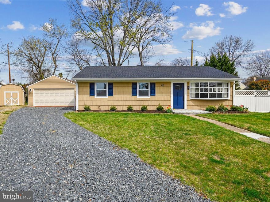 One-Level Living with 2 Car garage.  NEW ROOF 2025. Upgraded Kitchen and Bathrooms. 42-inch soft-close cabinets. Quartz countertop and backsplash. New stainless-steel appliances, including a range hood, gas stove, dishwasher, and microwave drawer. Breakfast bar and table space. Central Air Conditioning.  Upgraded electric panels. Luxury plank flooring. Laundry room with washer & dryer.  Rear addition with 2nd family room.
Garage with electric door openers and A/C window unit.  Shed/Barn measuring 10x20 with electric and A/C window unit.  Home Warranty included.