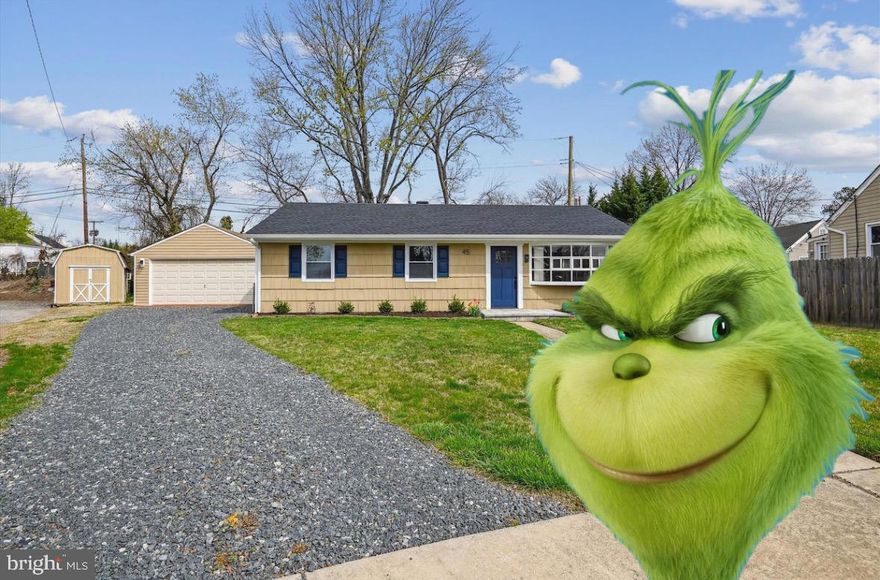 Effortless One-Level Living with oversized 2 Car garage. Located on a quiet cul-de-sac. NEW ROOF 2025. Thoughtfully upgraded kitchen and bathrooms. Tall Navy 42-inch soft-close cabinets, including refrigerator wall and deep depth above cabinets, providing a design that enhances both storage and overall aesthetic appeal. Home features premium quartz countertops with an extended vertical wall backsplash. Quartz is heat and stain-resistant, non-porous, easy to clean and adds a magnificent, sophisticated look. New stainless-steel appliances, including a range hood, gas stove, dishwasher, and microwave drawer. Microwave drawers are not just "on trend" they have an ergonomic design; the electric drawer slides out smoothly at waist height, making it simple to place and remove food without awkward reaching.  The drawer offers enhanced safety, reducing the risk of spills or burns since you’re not lifting hot items over your head.  Microwave drawers don't just level up the modern kitchen, they are space-saving and free up valuable counter space, allowing for more room for food prep and entertaining on the breakfast bar.  You will appreciate the stylish solution for cooking debris, with a centrally located gliding cabinet drawer for trash and recycling. Central Air Conditioning.  Upgraded electric panels. Luxury plank flooring. Convenient Main Level- Laundry room with washer & dryer, no longer having to retreat to a nuisance basement with a heavy basket on stairs. Home has a bonus rear addition with 2nd family room. Hassle-free access with a covered walkway to the garage, including electric door opener(s) and A/C window unit. Don't forget the massive  Shed/Barn measuring 10x20 with electric and A/C window unit.  Home Warranty included.