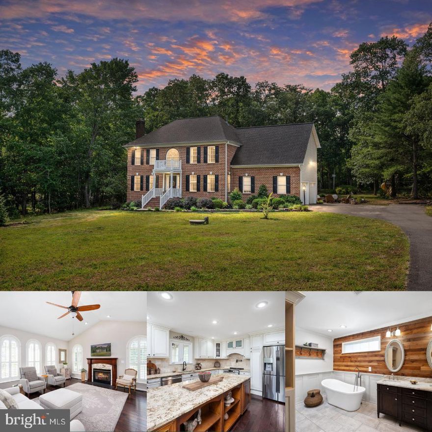 Welcome to this truly incredible home that radiates character and charm. Nestled on a sprawling 2-acre lot, which backs up to the National Battlefields, this property offers a serene and picturesque setting. Step inside and be greeted by the exquisite hardwood floors that are featured throughout the main level. The office on this floor is thoughtfully designed with beautiful custom bookshelves/cabinetry, providing a dedicated space for work or study. The living room boasts a captivating wood-burning fireplace, adding warmth and allure to the space. Adjacent to the living room is the elegant dining room, with beautiful wainscoting.  Newly remodeled dream kitchen, complete with upgraded cabinets, gorgeous granite countertops, large island, w/built in microwave, custom backsplash, pot filler, recessed lighting, and high-quality stainless-steel appliances. The kitchen seamlessly flows into a spacious laundry room, featuring a convenient wet sink and extra cabinets for additional storage. Step into the inviting 3-season room, and from there, venture onto the paved patio which overlooks the meticulously landscaped lawn. Great size family room featuring vaulted ceilings, tons of natural light and a gorgeous gas fireplace! On the upper level, you'll find the owner's suite, a true sanctuary. The beautifully renovated bathroom offers a luxurious retreat, while the generously sized owner's closet is sure to impress. Additionally, there are 3 good size bedrooms and a fully renovated hallway bath. The fully finished basement is full of character! Complete with a wet bar, full bath, game room, and even a movie theater, this space is designed to provide endless enjoyment and relaxation. Don't miss the opportunity to make this incredible home yours. With its remarkable features, sprawling lot, and timeless appeal, it offers an exceptional living experience that is truly second to none.