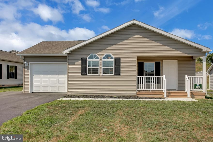 Welcome to 105 Glendale Drive in the beautiful Creek View 55+ Community! The features are endless with this brand new home. Walk in and see the open living space. There are two bedrooms, 2 full bathrooms, and computer nook. Enjoy reading on the front porch or gathering on the patio. Onsite sales agent with every showing that can help with financing, insurance and settlement!  Sales office hours Tuesday & Thursday Thursday: 10am-5pm, Wednesday, Friday & Saturday: 10am-4pm. Call today for your private showing! Virtual tours are available upon request.