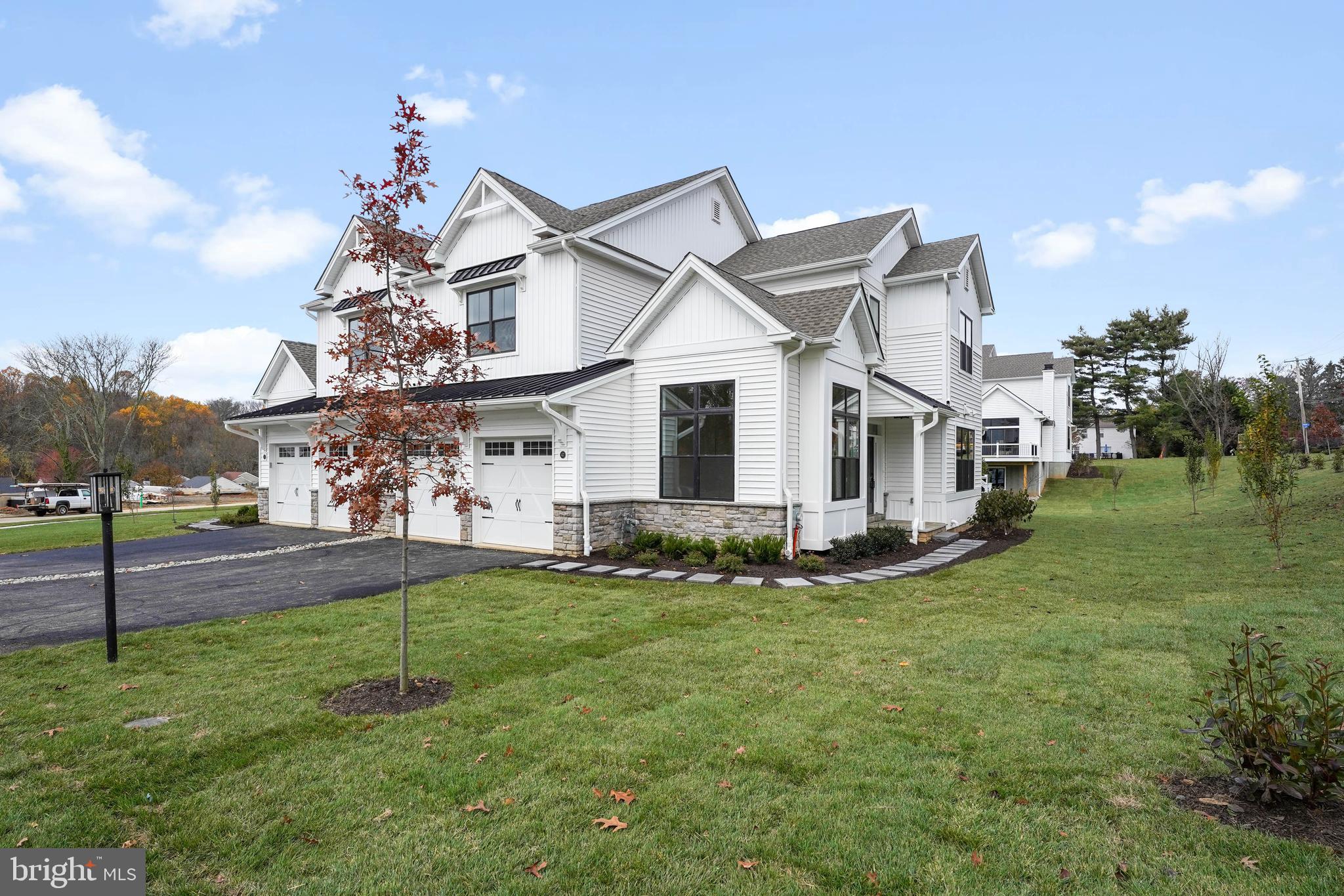 **1st floor primary bedroom suite!**3 years young LIKE NEW Luxury Living by Megill Homes.** Only 2 miles from West Chester Boro.**An additional 3 very large bedrooms (1 en suite), and 2nd family room/lounge on the 2nd level. The kitchen has upgraded Century Carriage House cabinets, farmhouse sink, Thermador range, dishwasher and fridge, grotto with exterior vent, microwave drawer, and contrasting island cabinet color. Kitchen island and countertops in Emmerstone Borghini Gold. Many bathroom plumbing, fixtures, and tile upgrades, as well as plumbing rough-in for future full bath in basement. Family room features gas burning fireplace and shiplap trim. Home Office on outside corner, away from all the action in the house. Outside, the full height chimney provides a luxurious architectural appeal. Enjoy a 20' x12' Timbertech deck off the family room with steps to grade. **Sawmill Court honors the traditional suburbs of twin homes that provide for side entries, abundant use of windows on 3 sides and large backyards that owners can enjoy without immediately stepping into the community area. The building envelopes were created to be wider (0.15 acre each), creating the feel of a single-family home with the cost savings and efficiencies of an attached home. Preserving open space within the center of the community as well as around the perimeter of the community created a neighborhood in which all of the homes will have open space adjacent to them. **Owners experience the convenience and benefits of common exterior maintenance (lawn mowing, landscaping, and snow removal), while still having privacy and sole use of their lot area. Owners can install underground pet fencing if they desire. Sawmill Court includes extensive landscape plantings and a perimeter walking trail that integrates with an internal sidewalk system to provide a safe and attractive way to move throughout the community.**This Oakbourne model fills the need for flex space like multi-generational living, work-from-home, and boomerang kids.**Sawmill Court is conveniently located just outside the Borough of West Chester and is in the Rustin High School feeder (Stetson MS/Westtown Thornbury ES) of West Chester Area School District. Convenient access to Route 202 Northbound from Westtown Rd or 202 Southbound from Matlack Street or Route 926, allow an easy drive and the ability to avoid the traffic congestion at the West Chester bypass.