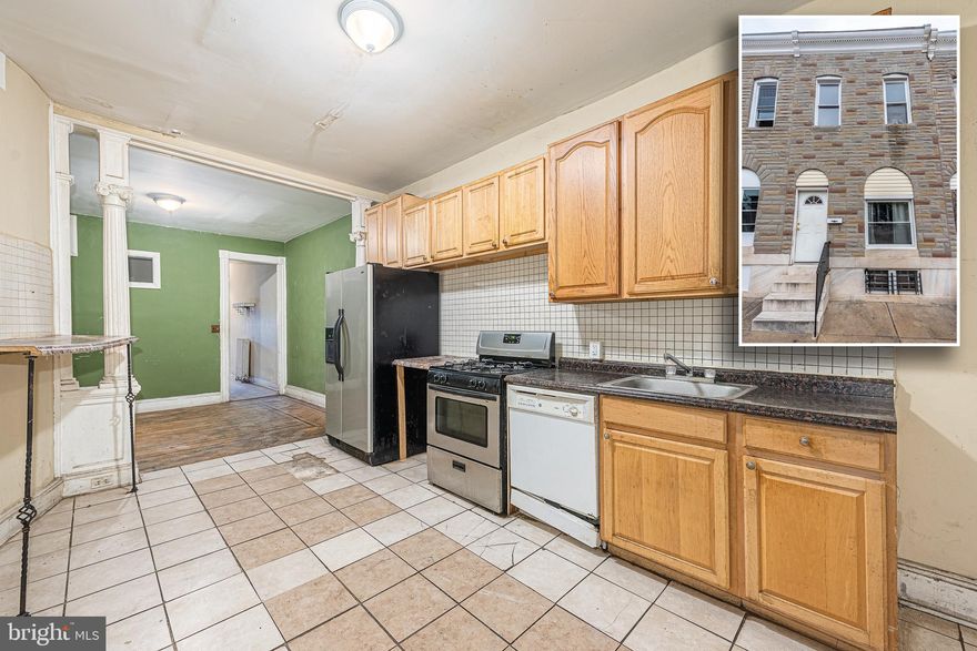 EXCELLENT INVESTMENT OPPORTUNITY!  Spacious 3 bedroom rowhome with large room sizes and rear fenced patio!  Main level with a spacious living room, dining room, kitchen, and laundry room.  Upper level with 3 bedrooms and 1 full bath.  Full unfinished basement that's perfect for storage or finish to add more living space!  A little TLC and this property would make a great rental or renovate and resell!  Endless possibilities!  Sold As-Is!