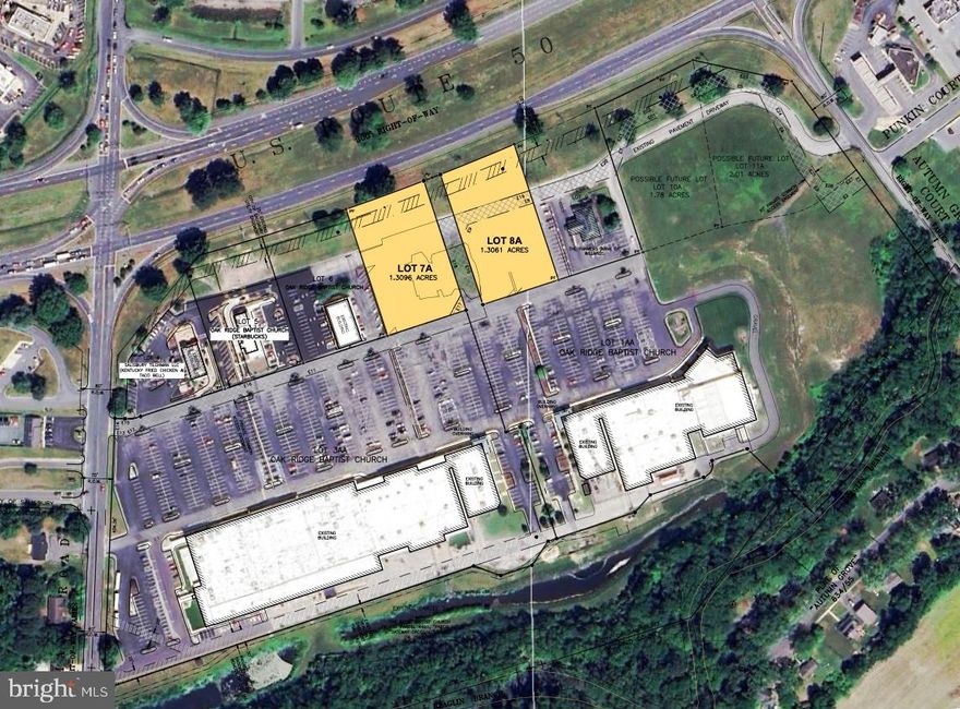 2 pad sites available for sale ranging from 1.3 acres each or 2.6 acres collectively. 
All parcels have frontage on Route 50. Utilities adjacent to the site. Highly frequented Starbucks Coffee, Taco Bell, KFC, Olympia Fitness Gym, Junior Achievement, Oak Ridge Church, & Downtown Bridal are just some of the tenants. Olympia Fitness has well over 1,500 members, and Oak Ridge Church's attendance is over 1,500 per week with activities through out the week. Traffic Counts are are round 19,642 per day. Property access from Route 50 via lighted intersection.