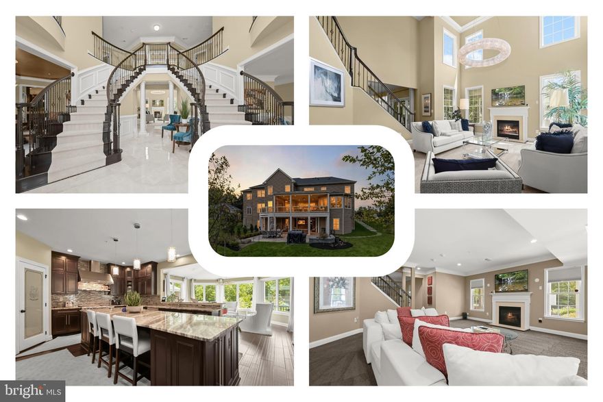 Grand Neo-Georgian Estate with Classic European Accents, 14900 Hopedale Ct delivers nearly 10,000 square feet of curated elegance in the prestigious, gated Oak Creek golf community by Toll Brothers—where luxury, function, and location converge. Perfectly situated on a prominent corner lot, this custom residence radiates sophistication with its handsome brick façade, ionic portico, architectural roofing, and side-entry 3-car garage, framed by vibrant landscaping, elegant hardscapes, and dramatic outdoor living spaces. Inside, the 2-story marble foyer makes a stunning first impression with chandelier lighting, sweeping staircases, and east-west Romeo and Juliette balconies. The main level is designed for grand-scale entertaining, featuring formal living and dining rooms, a sun-filled Naples room, adaptable conservatory, executive office, and a 2-story family room with an 8-foot halo chandelier and gas fireplace. The chef’s kitchen boasts GE Monogram appliances, granite counters, a 16-foot island with prep sink, built-in pantry, and coffered ceilings—all connected by Sonos sound and rich hardwoods. An in-home elevator, powder room, and direct garage access complete the level. Upstairs, four ensuite bedrooms include a lavish primary retreat with dual walk-in closets, a sitting room with two-sided fireplace, and a spa-caliber bath showcasing a Roman Greek seated Super Shower with eight heads, and a sunken tub. The lower level blends leisure and luxury with a state-of-the-art theatre, full custom bar, wine cooler, fitness room, gas fireplace, oversized bedroom, and direct walk-out to the resort-inspired backyard—complete with Trex-style deck, patio TV wall, grilling station, firepit, and ample seating. Community amenities include pocket parks, tennis courts, walking/biking trails, a clubhouse pool, and an 18-hole championship golf course. Just 14 minutes to Annapolis, 15 minutes to the D. C. line, and 30 minutes to downtown, with easy access to major employers, shopping, dining, and cultural destinations. Recent updates include serviced AC units, an elevator upgrade, a quick-recovery 75-gallon gas water heater (2025), and a home warranty through 2026. This is the ultimate in refined living—inside and out. Mortgage savings may be available for buyers of this listing.